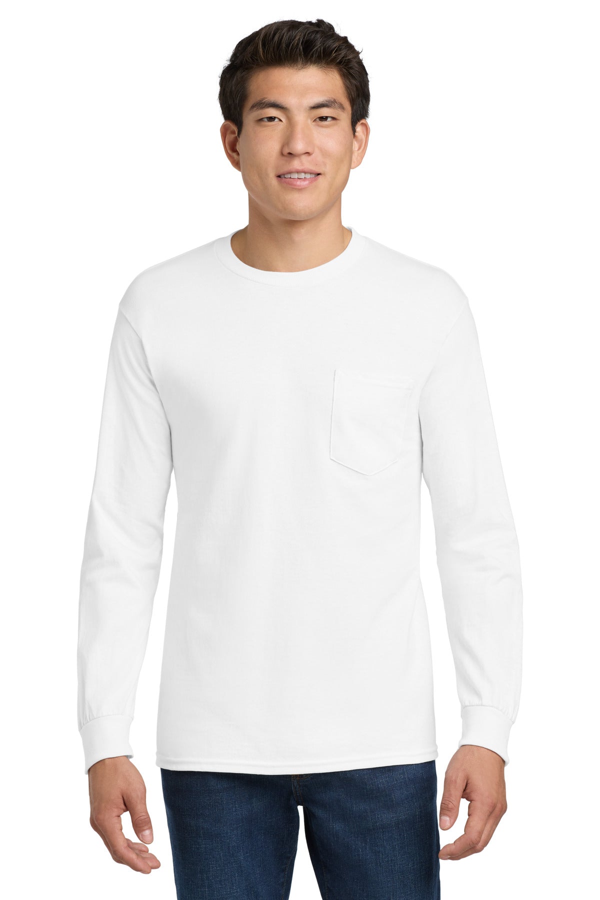 Gildan - Ultra Cotton 100% US Cotton Long Sleeve T-Shirt with Pocket