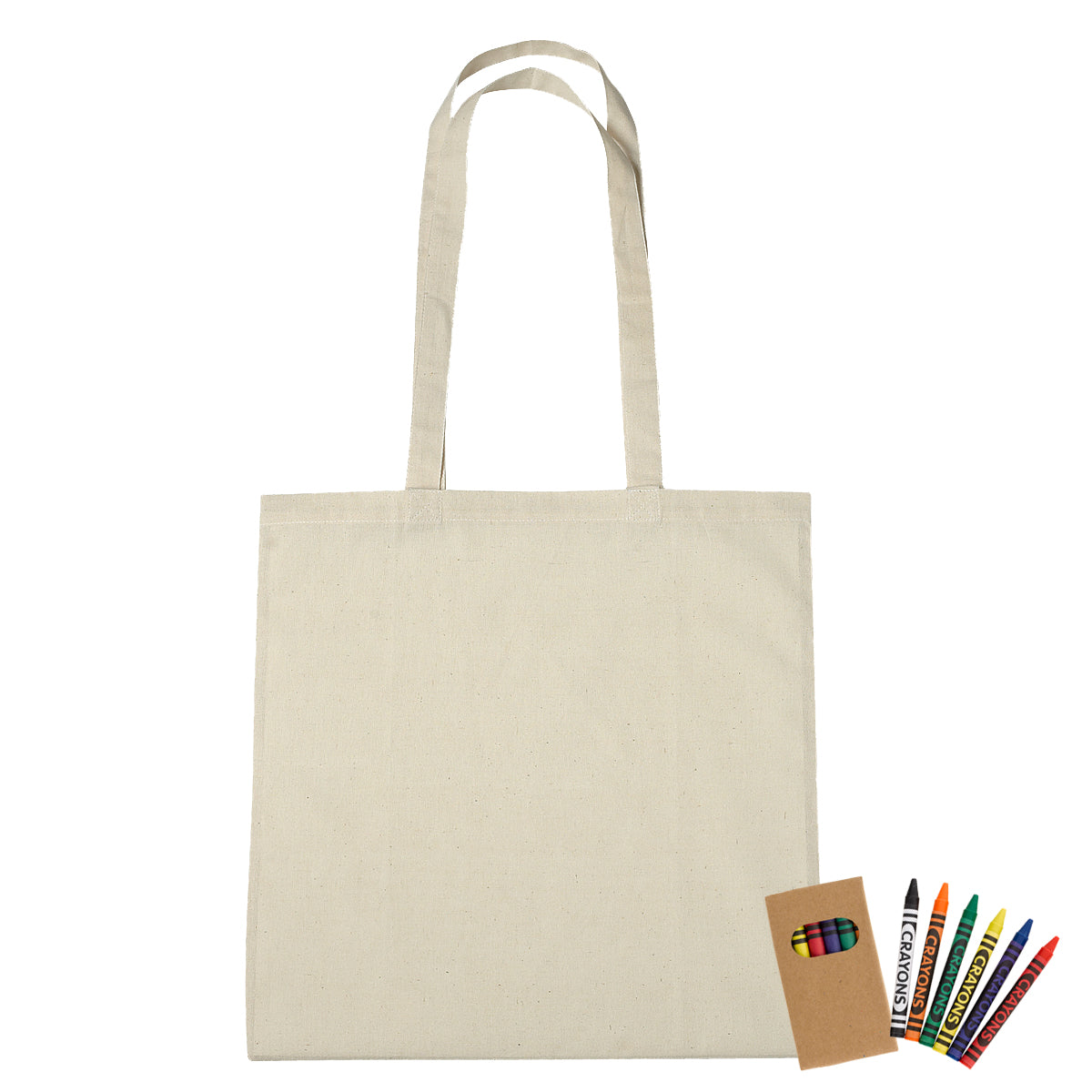 100% 4 Oz. Cotton Coloring Tote Bag With Crayons