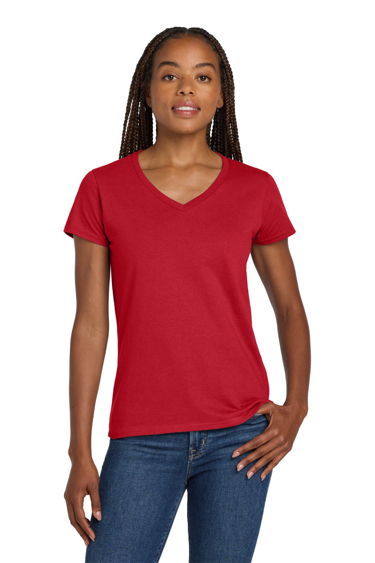 Gildan Women's Heavy Cotton 100% Cotton V-Neck T-Shirt
