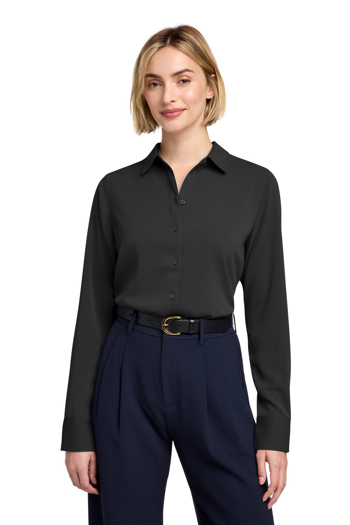 Brooks Brothers Women's Full-Button Satin Blouse
