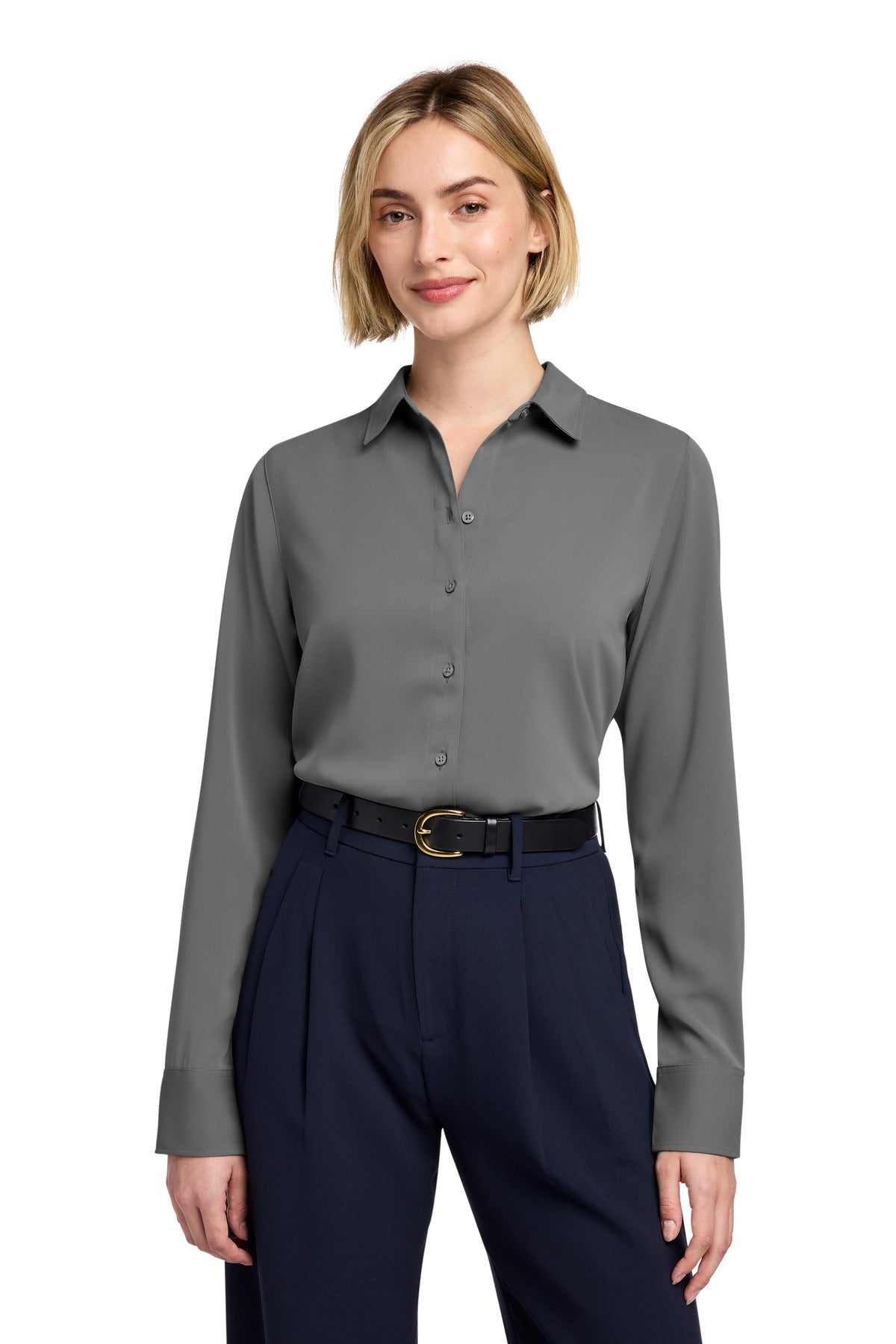 Brooks Brothers Women's Full-Button Satin Blouse