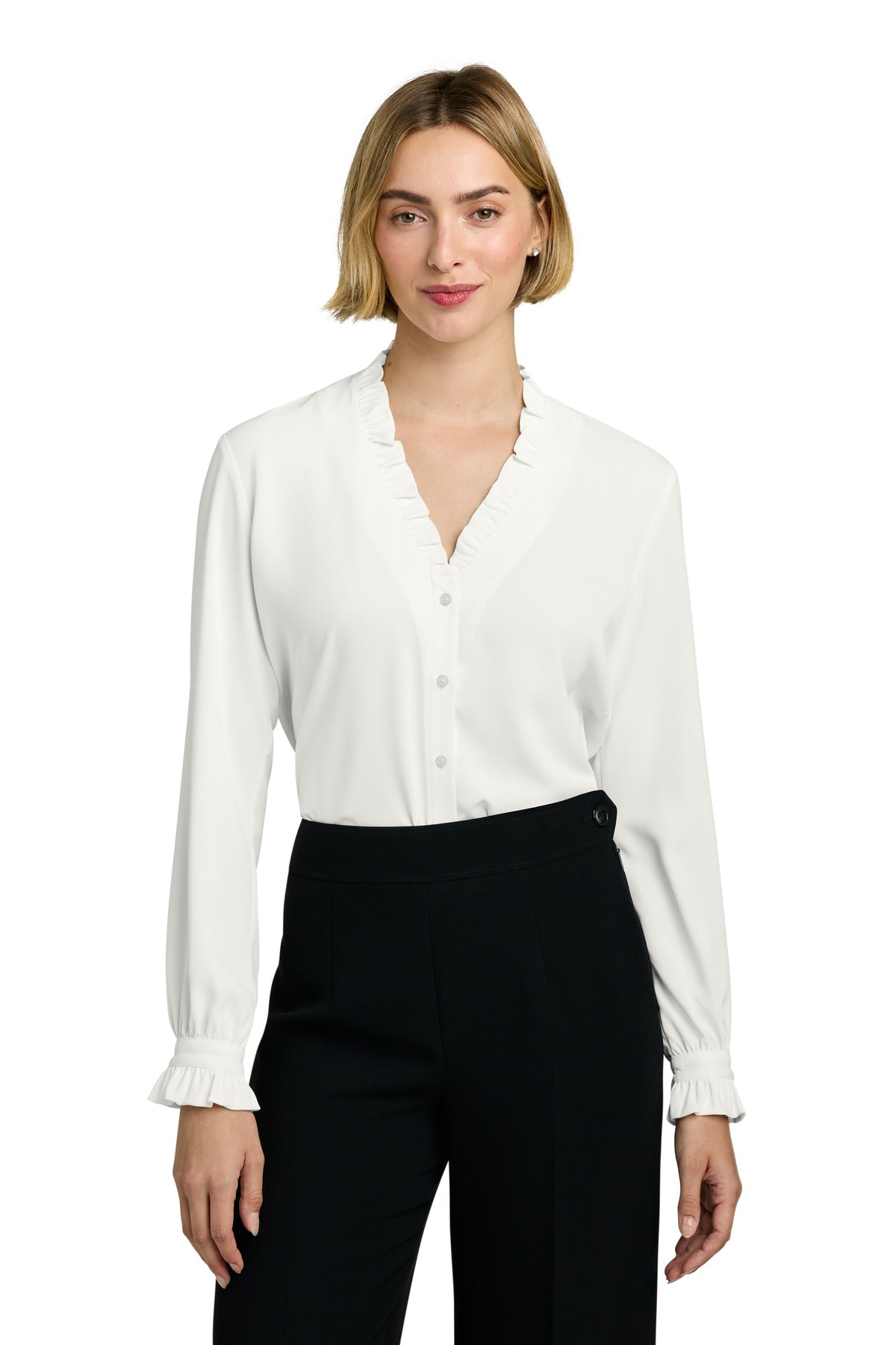 Brooks Brothers Women's Long Sleeve Ruffle Collar Blouse
