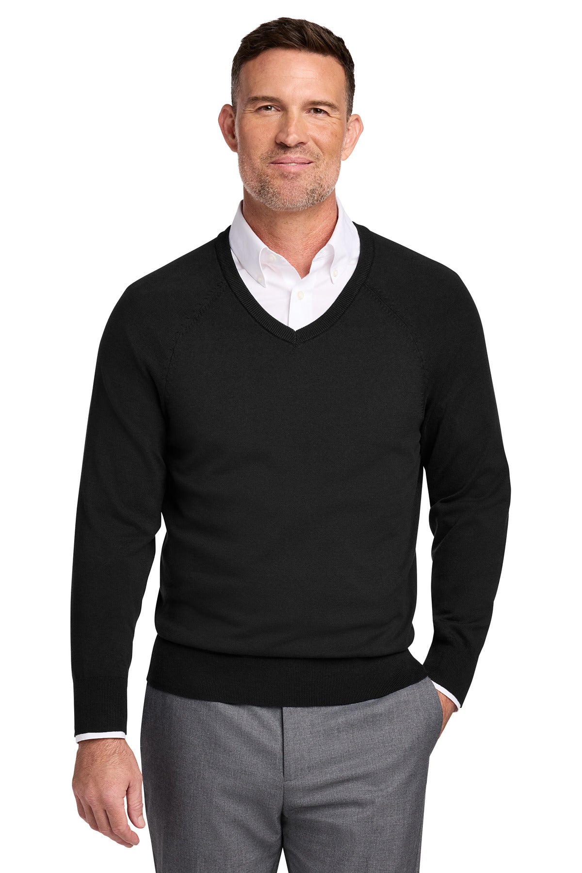 Brooks Brothers Cotton Stretch V-Neck Sweater