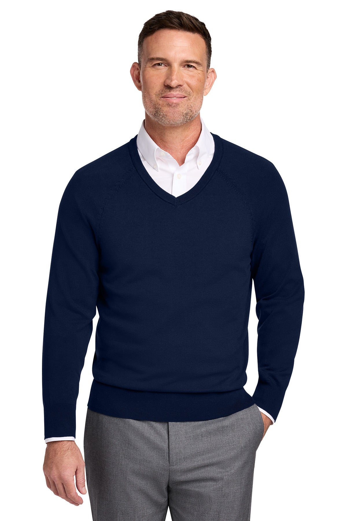Brooks Brothers Cotton Stretch V-Neck Sweater