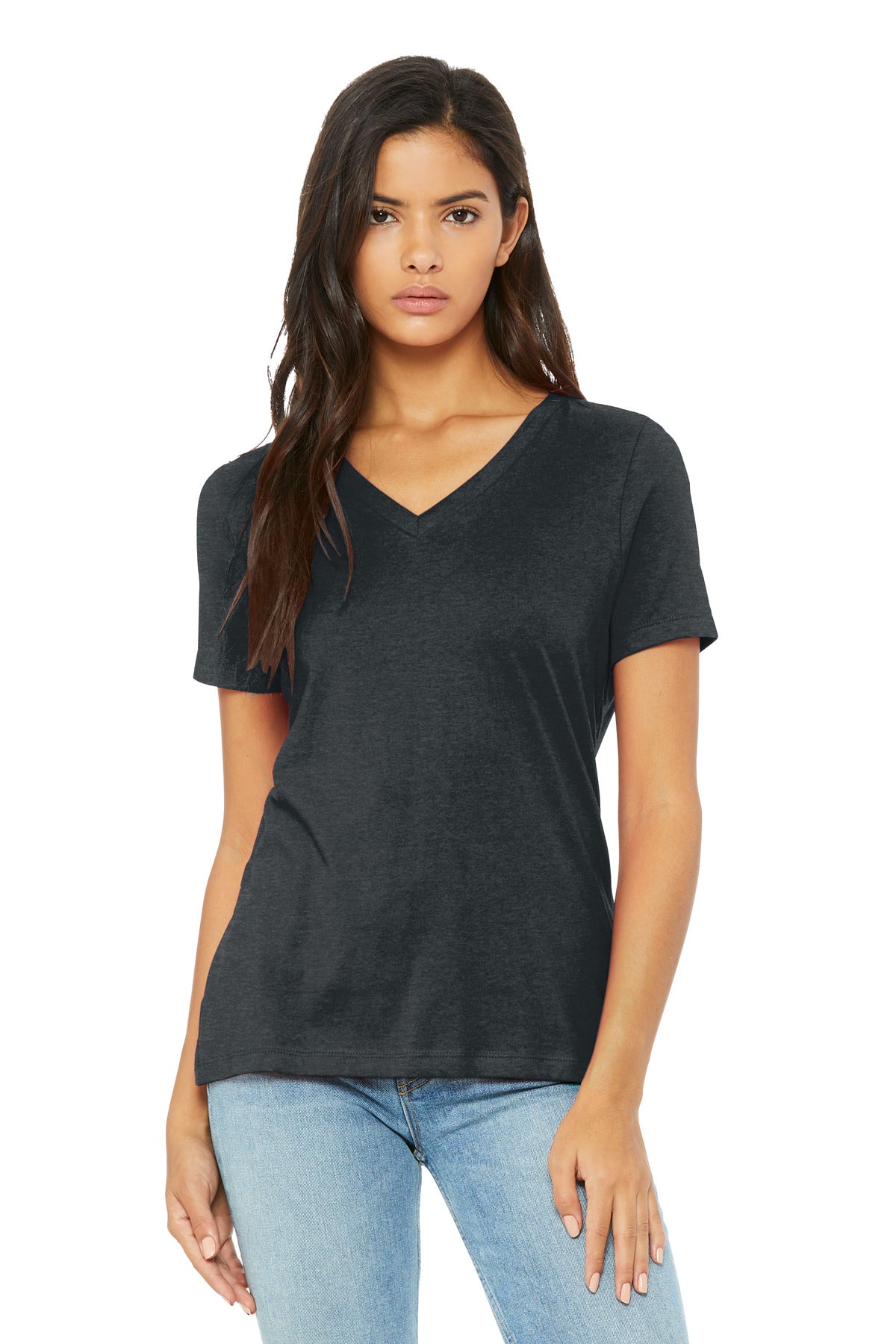 BELLA+CANVAS Women's Relaxed Heather CVC V-Neck Tee