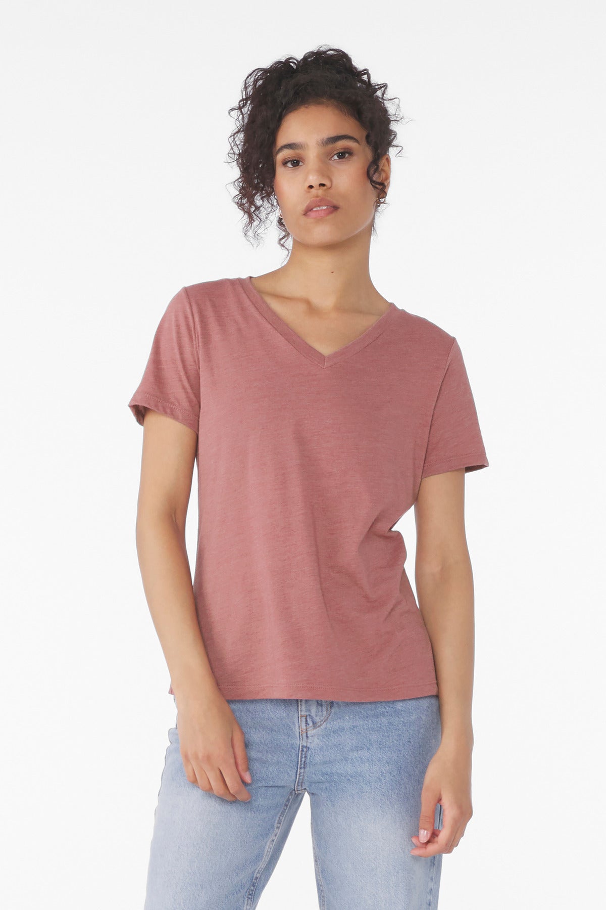 BELLA+CANVAS Women's Relaxed Heather CVC V-Neck Tee