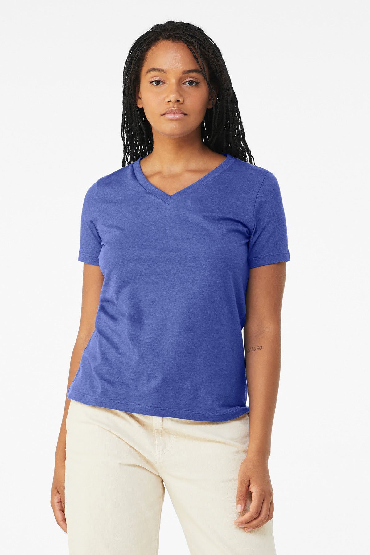 BELLA+CANVAS Women's Relaxed Heather CVC V-Neck Tee