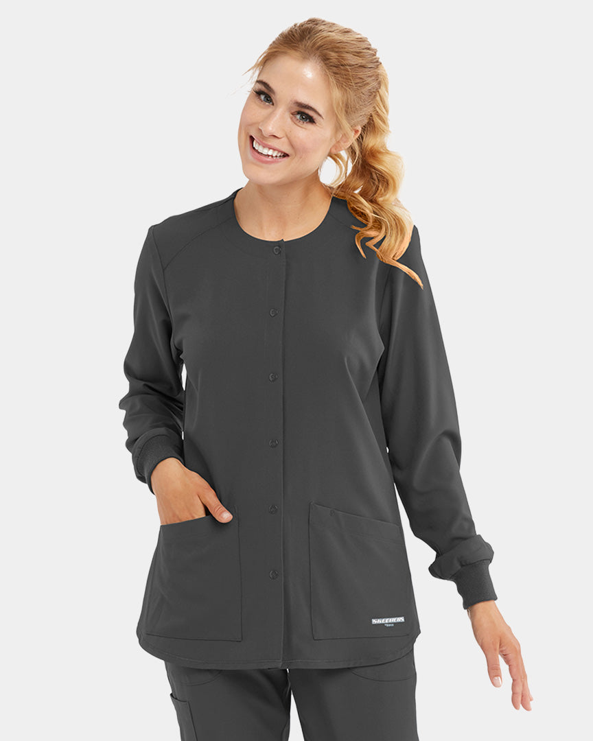 Barco - Skechers - Women's Two Pocket Snap-Front Stability Warm-Up Jacket (All Colors)