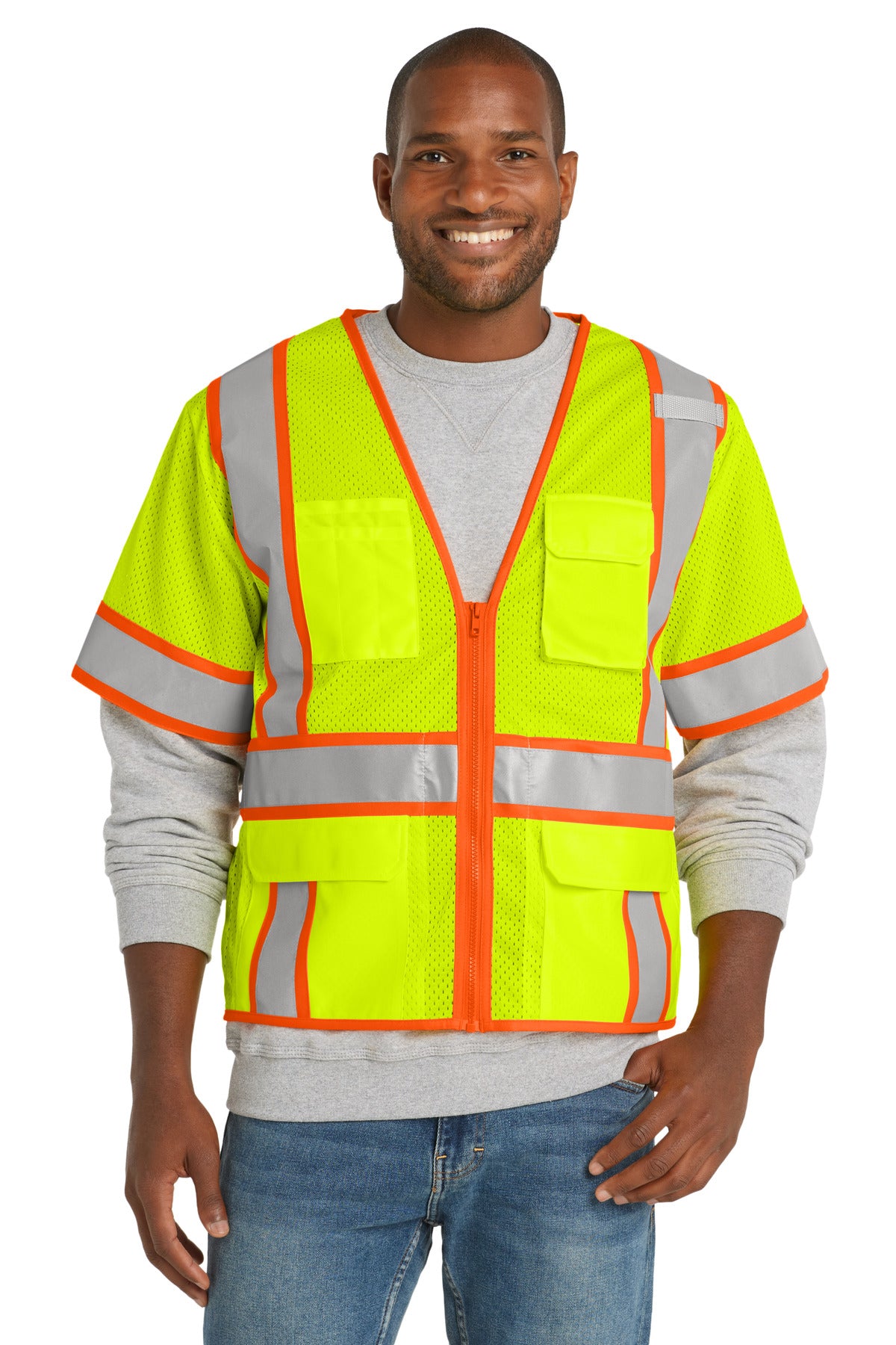 CornerStone  ANSI 107 Class 3 Surveyor Mesh Zippered Two-Tone Short Sleeve Vest