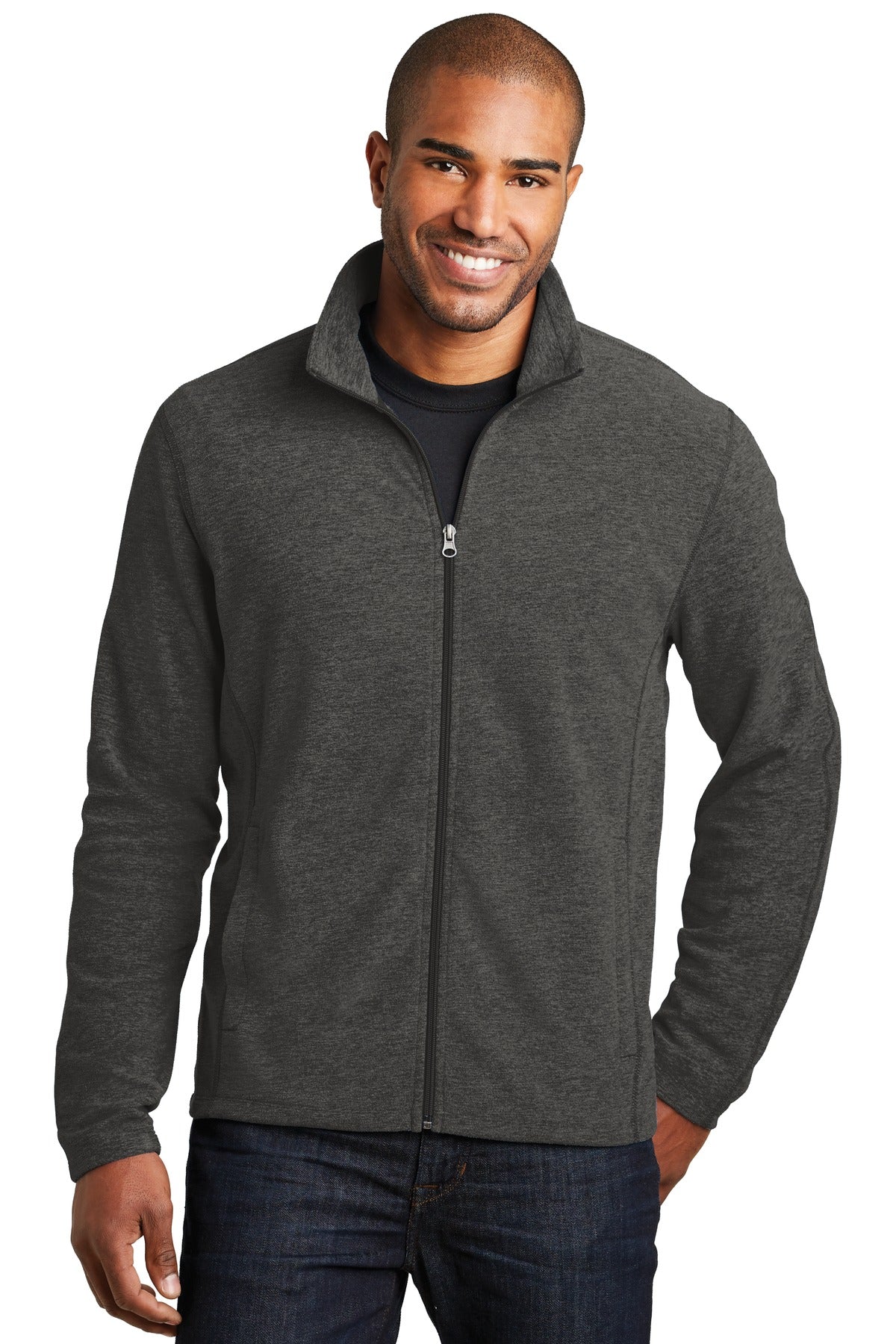 Port Authority Heather Microfleece Full-Zip Jacket