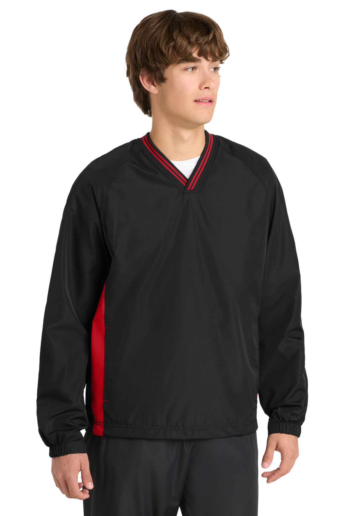 Sport-Tek Tipped V-Neck Raglan Wind Shirt