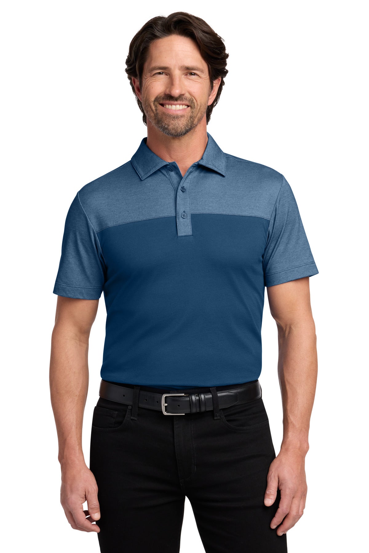 Port Authority Fine Pique Blend Blocked Polo