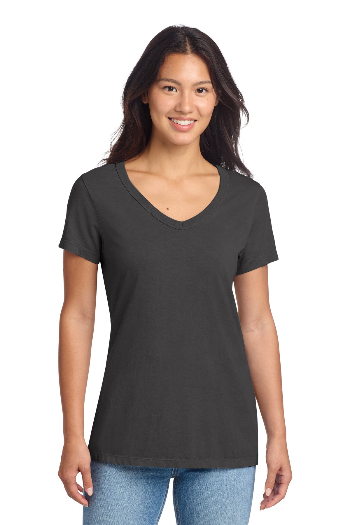 Port & Co Women's Beach Wash Garment-Dyed V-Neck Tee