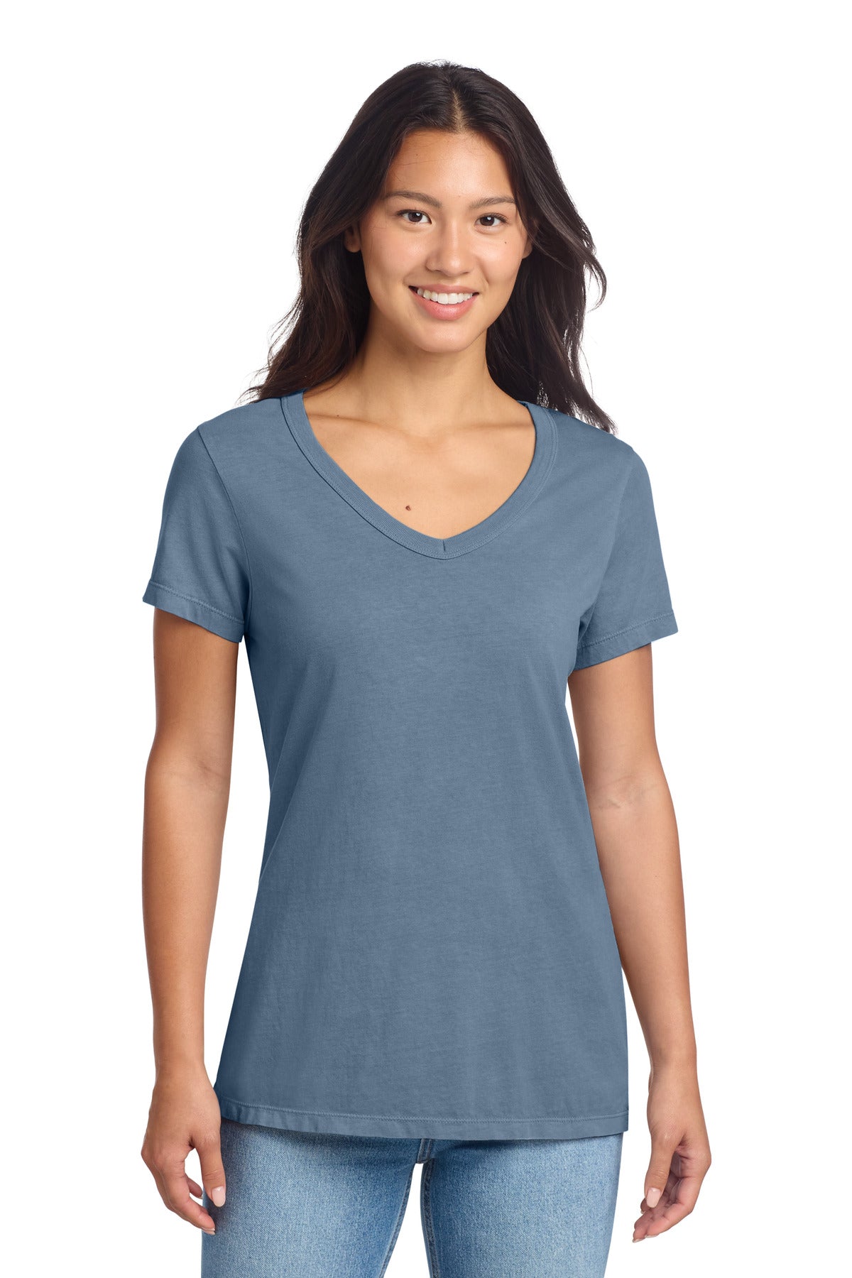 Port & Co Women's Beach Wash Garment-Dyed V-Neck Tee