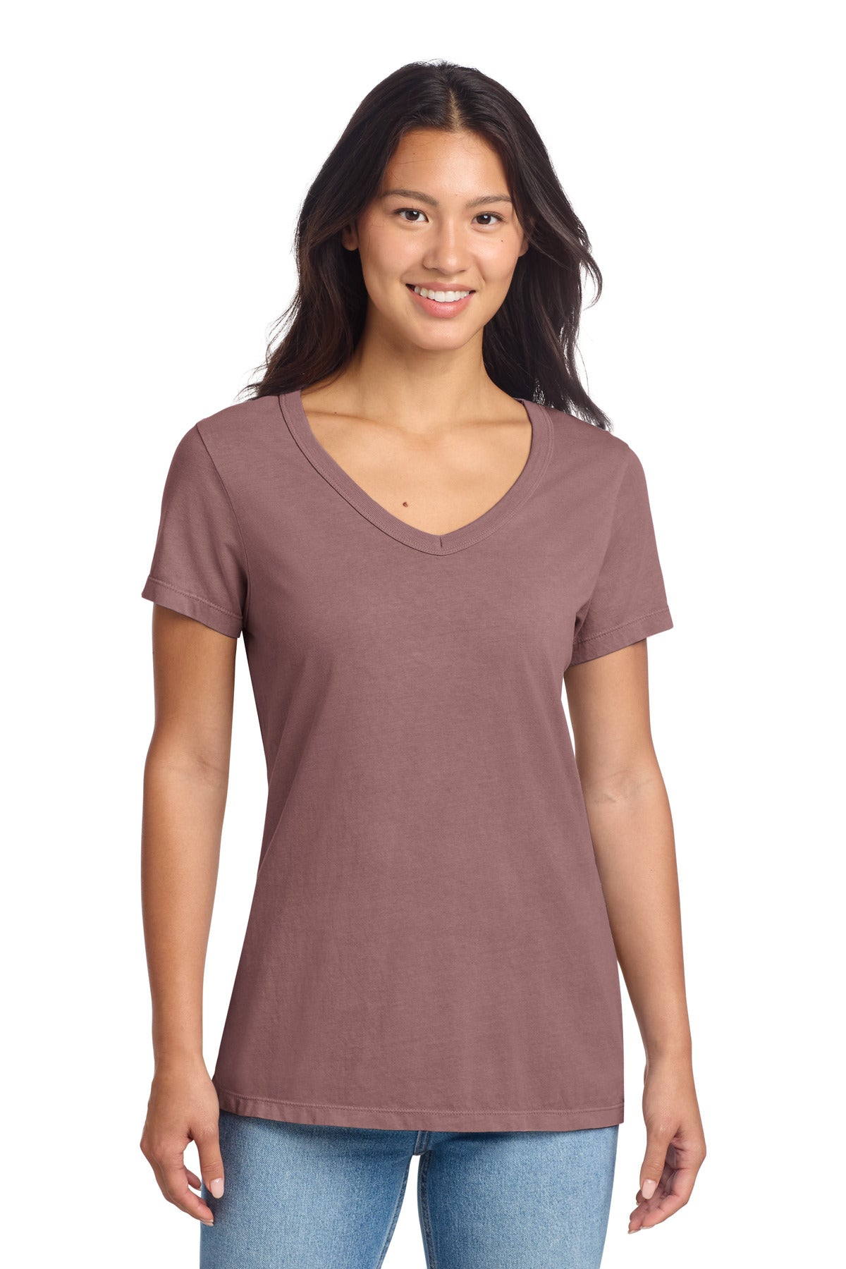 Port & Co Women's Beach Wash Garment-Dyed V-Neck Tee