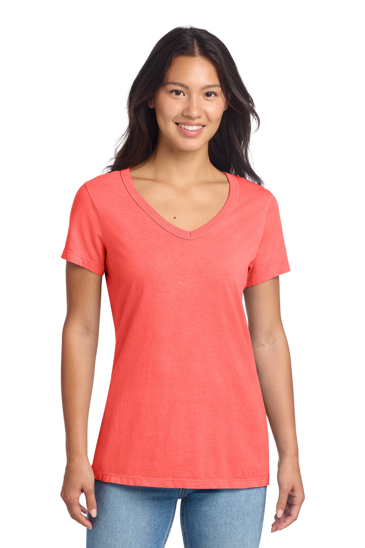 Port & Co Women's Beach Wash Garment-Dyed V-Neck Tee