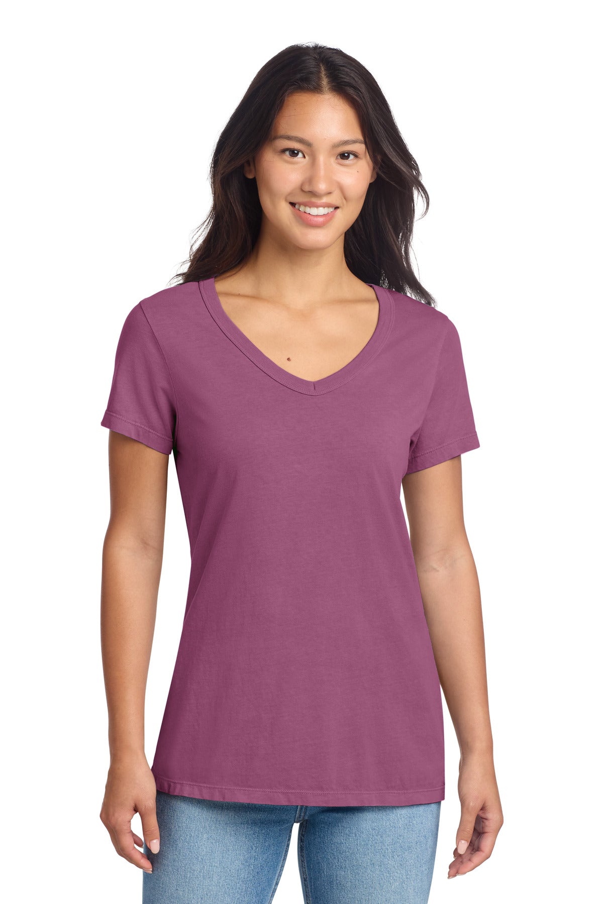 Port & Co Women's Beach Wash Garment-Dyed V-Neck Tee
