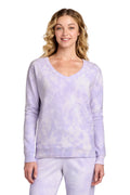 Port & Co Women's Beach Wash Cloud Tie-Dye V-Neck Sweatshirt