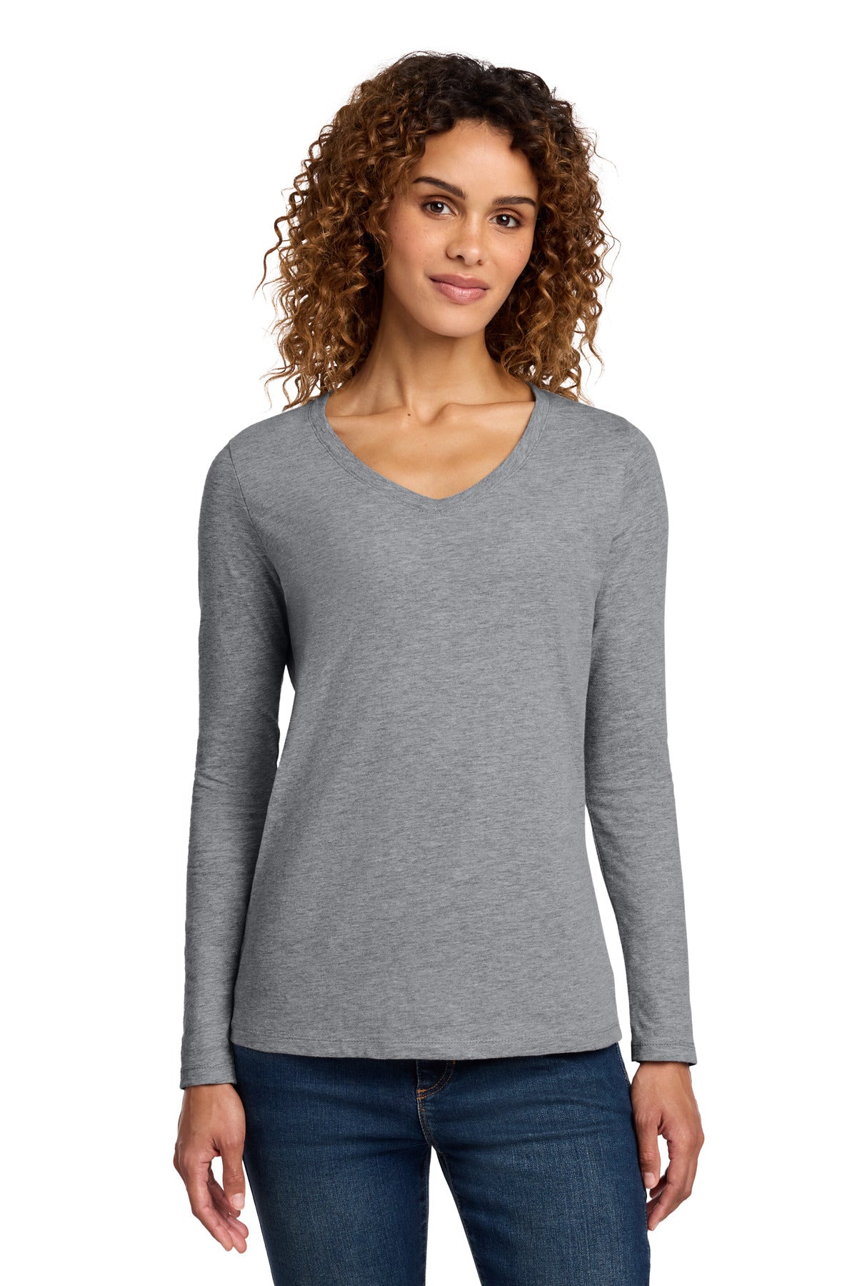 Port & Co Women's Long Sleeve Fan Favorite V-Neck Tee