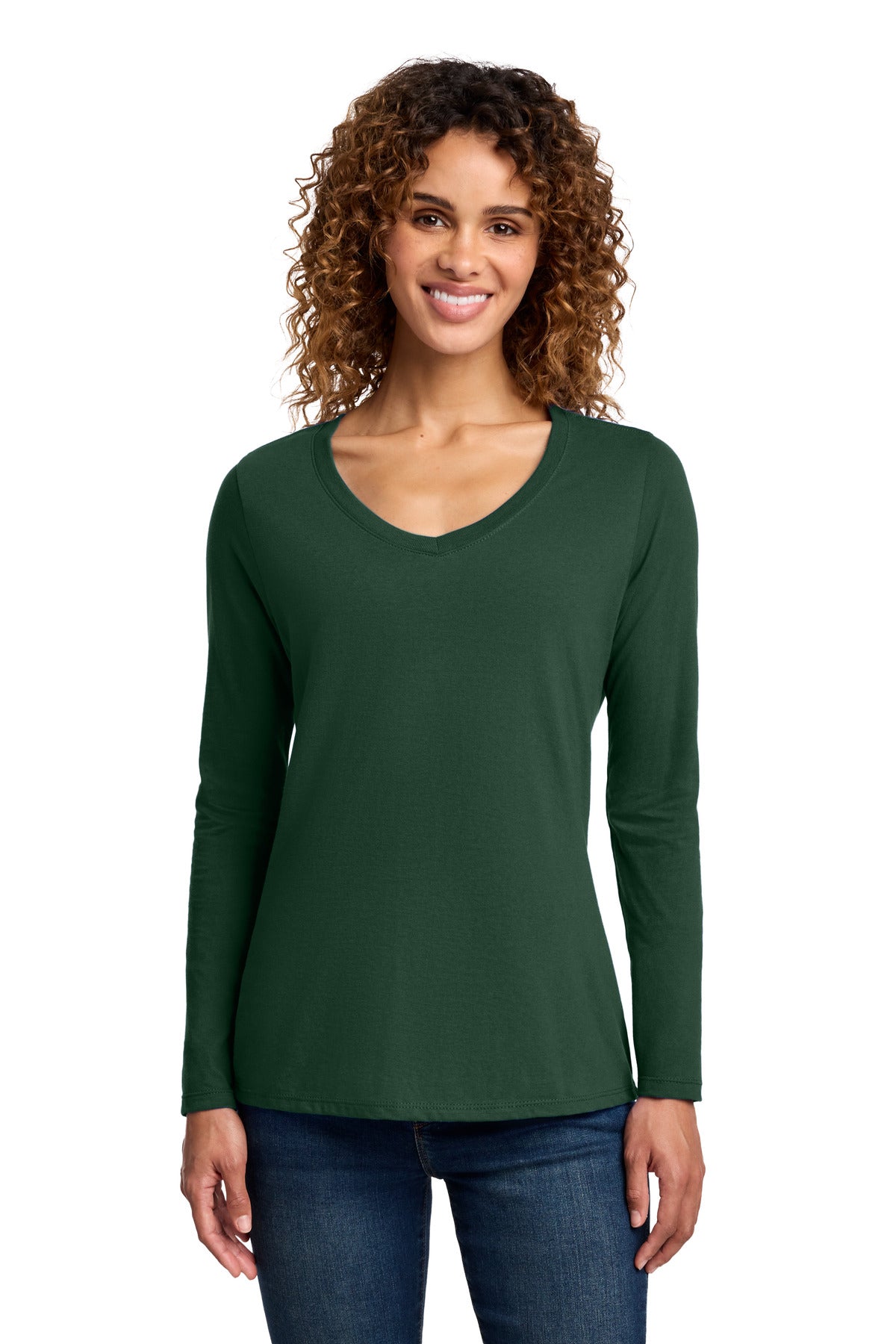 Port & Co Women's Long Sleeve Fan Favorite V-Neck Tee
