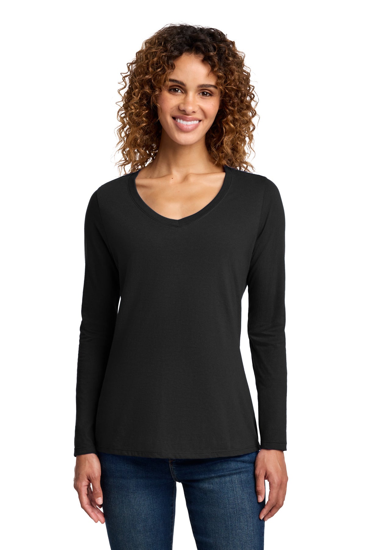Port & Co Women's Long Sleeve Fan Favorite V-Neck Tee