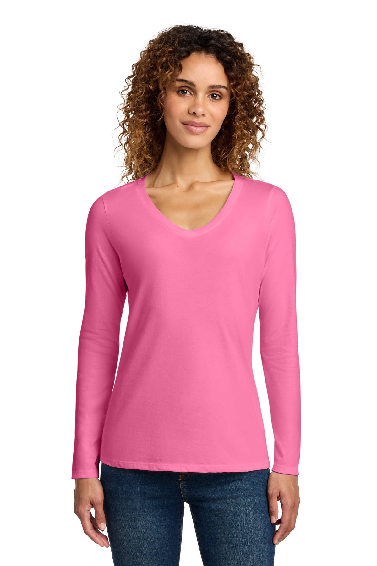 Port & Co Women's Long Sleeve Fan Favorite V-Neck Tee