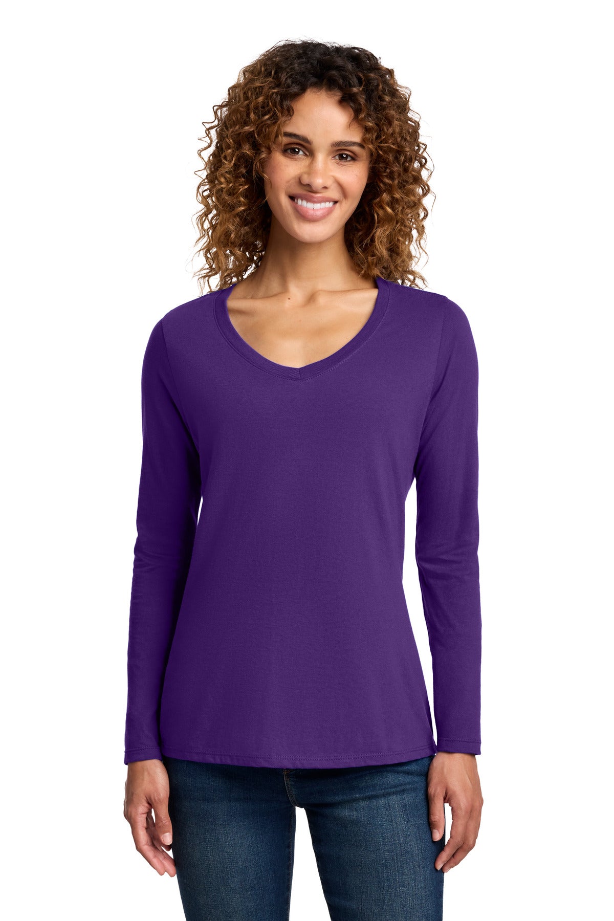 Port & Co Women's Long Sleeve Fan Favorite V-Neck Tee