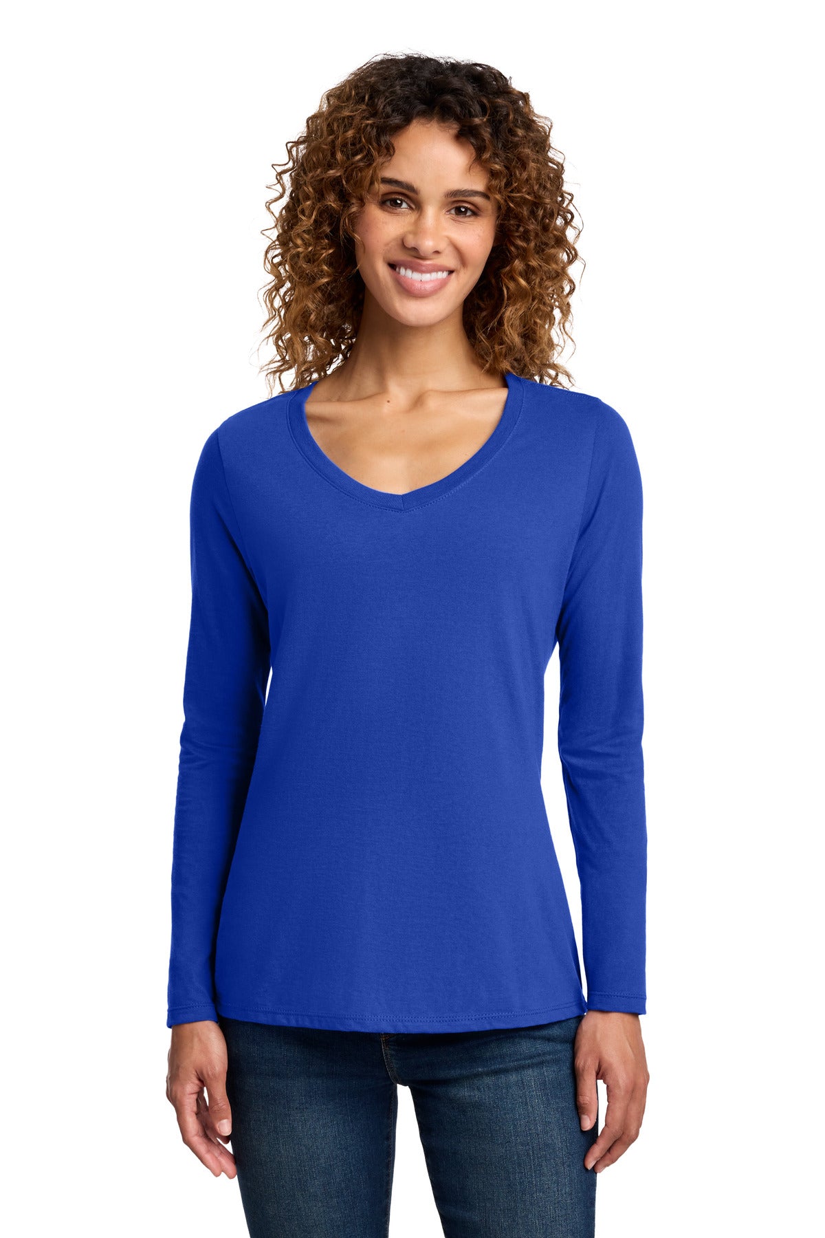 Port & Co Women's Long Sleeve Fan Favorite V-Neck Tee