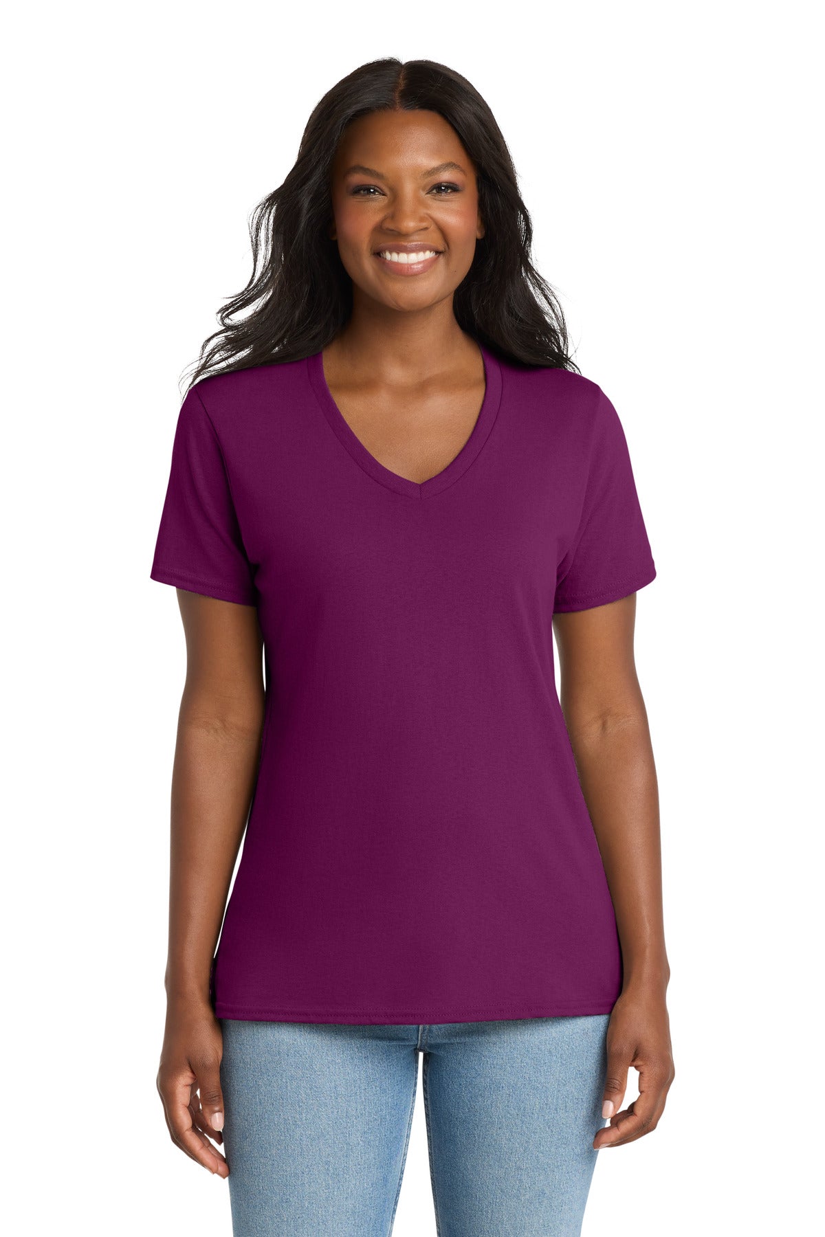 Port & Co Women's Core Cotton V-Neck Tee