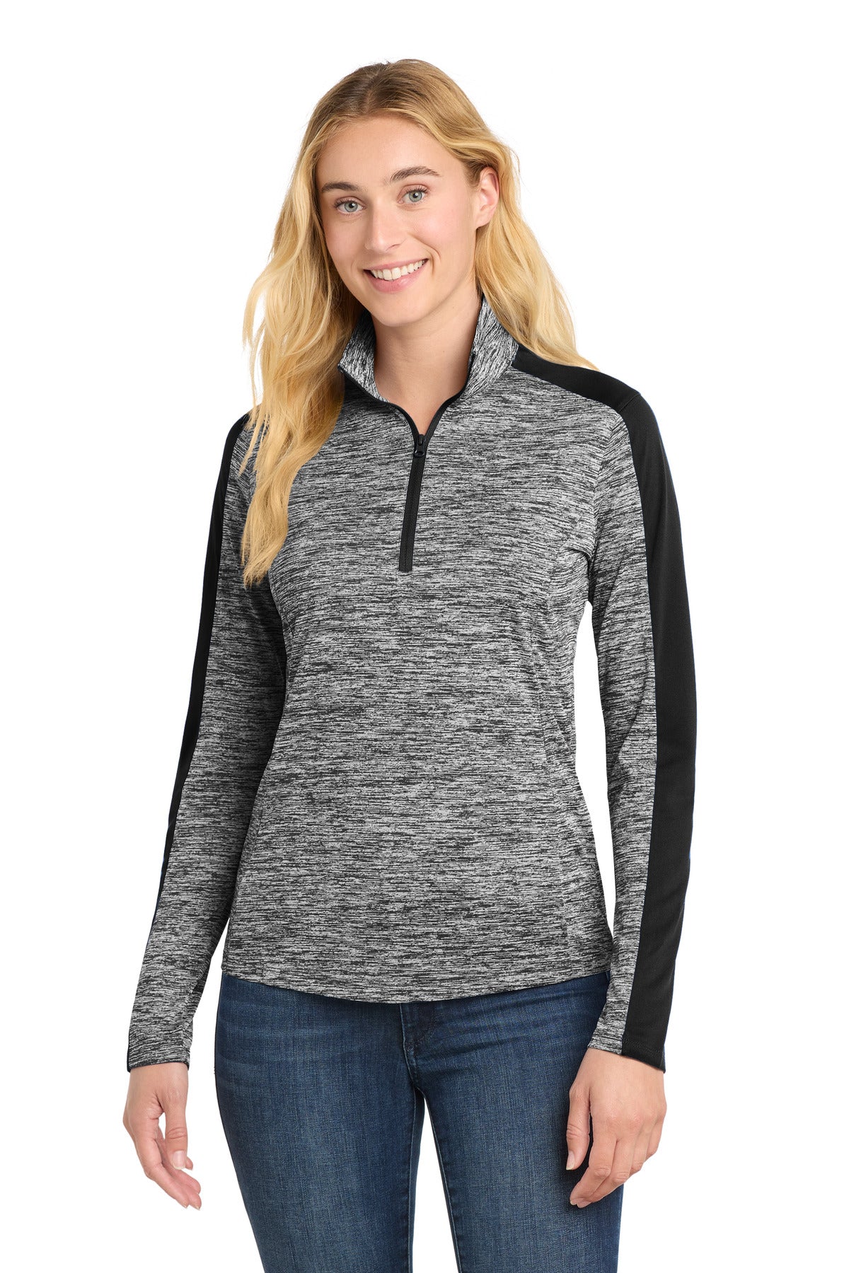 Sport-Tek Women's PosiCharge Electric Heather Colorblock 1/4-Zip Pullover