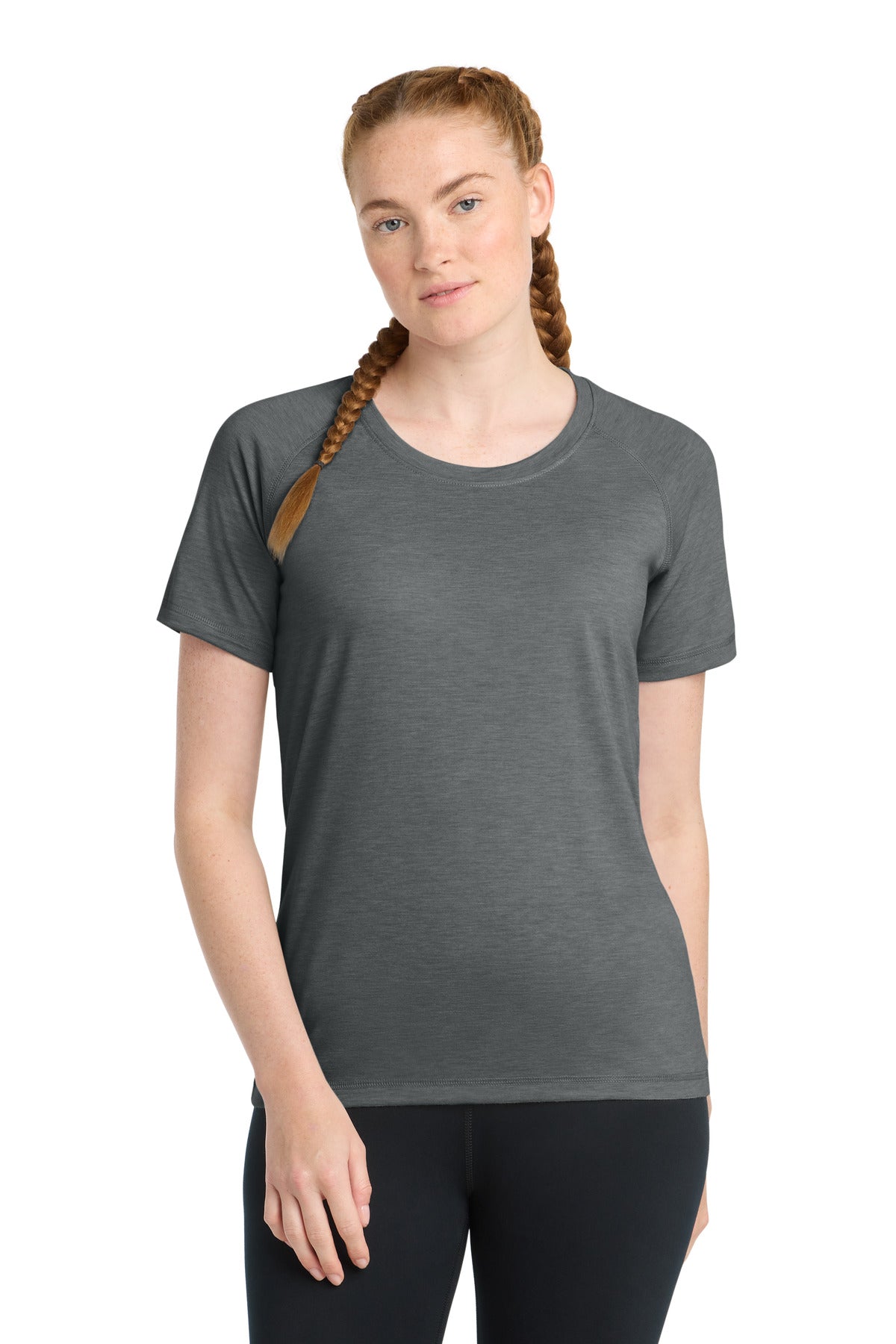 Sport-Tek  Women's PosiCharge  Tri-Blend Wicking Scoop Neck Raglan Tee