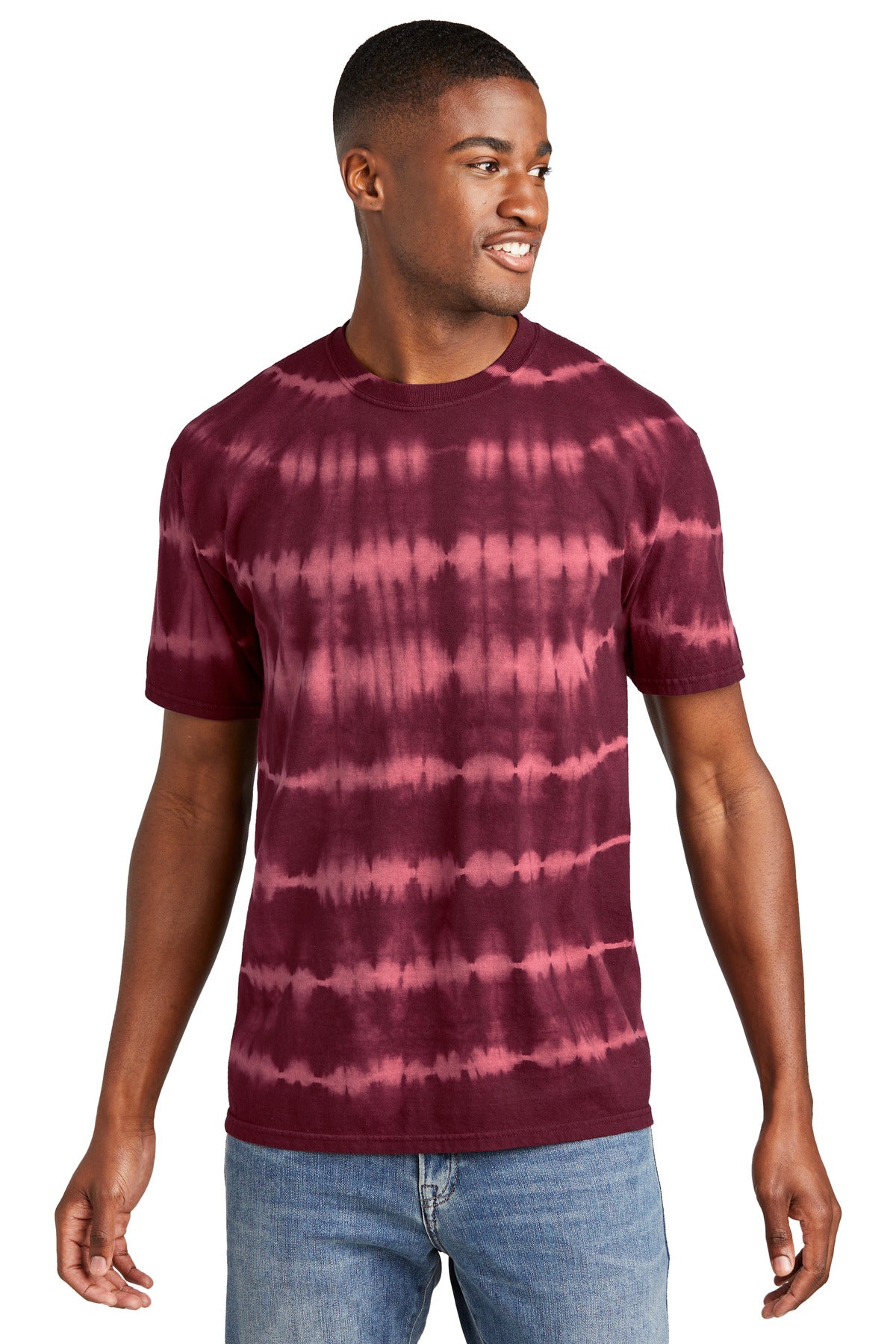 Port & Co Allover Stripe Tie-Dye Tee