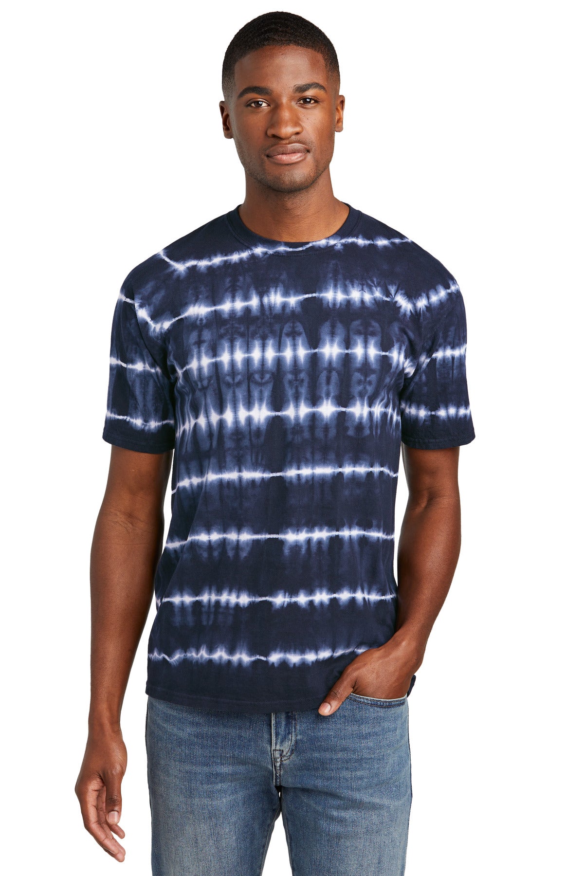 Port & Co Allover Stripe Tie-Dye Tee