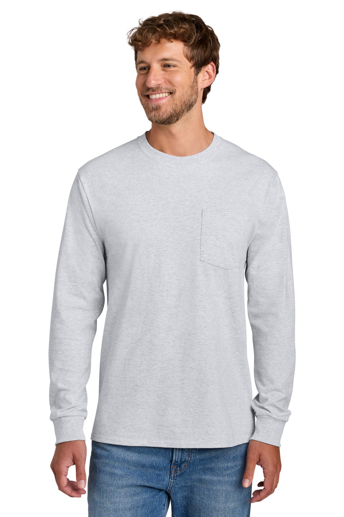 Port & Co Tall Long Sleeve Essential Pocket Tee