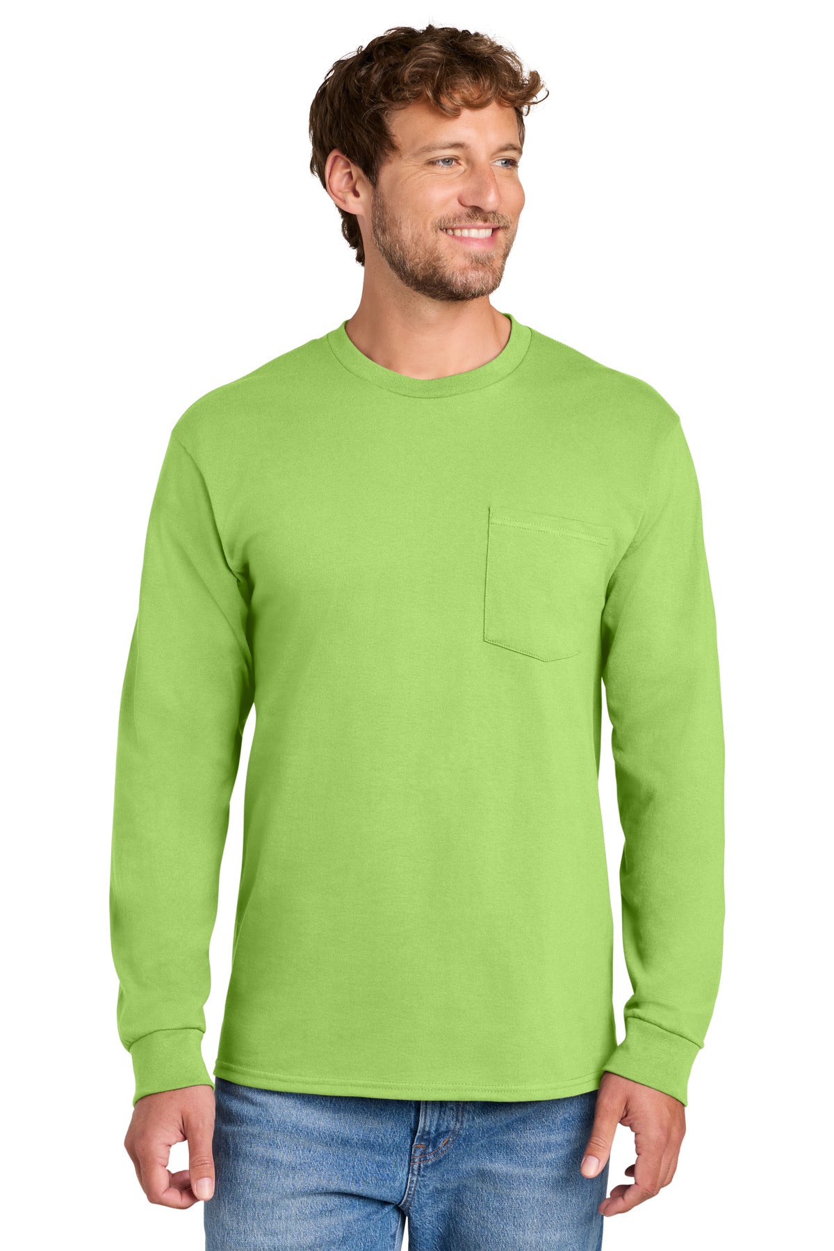 Port & Co Tall Long Sleeve Essential Pocket Tee