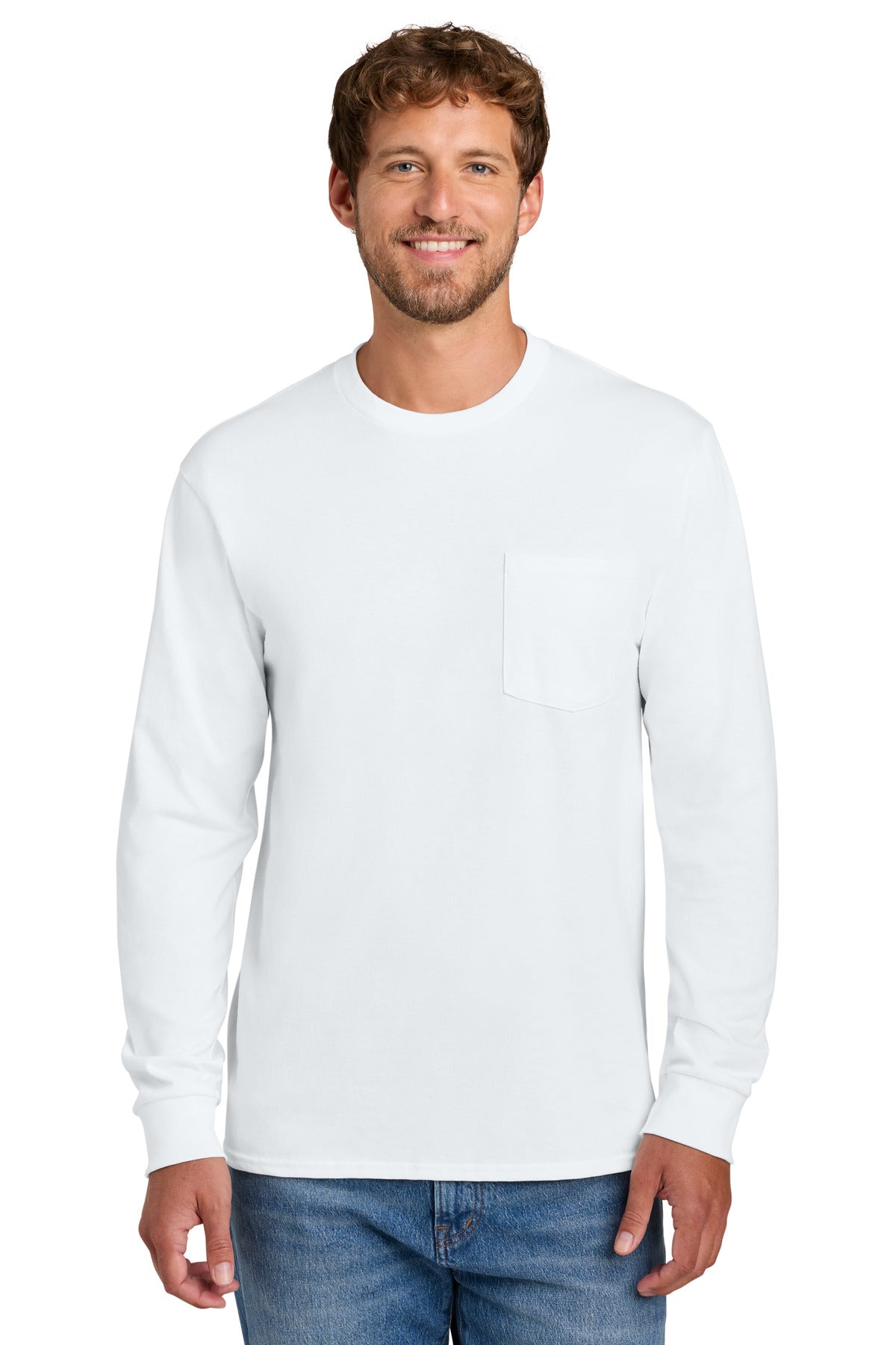 Port & Co Tall Long Sleeve Essential Pocket Tee