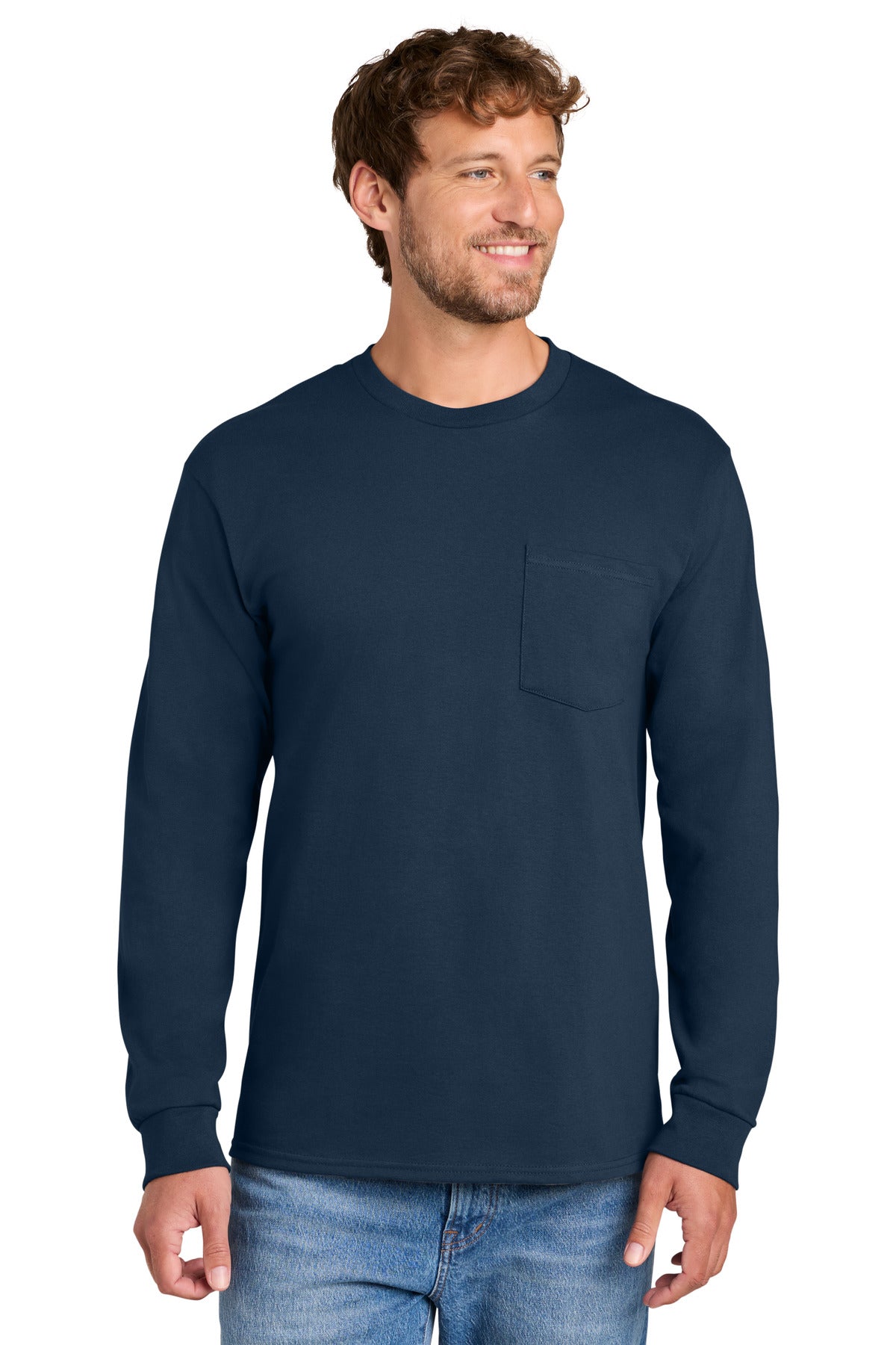 Port & Co Long Sleeve Essential Pocket Tee