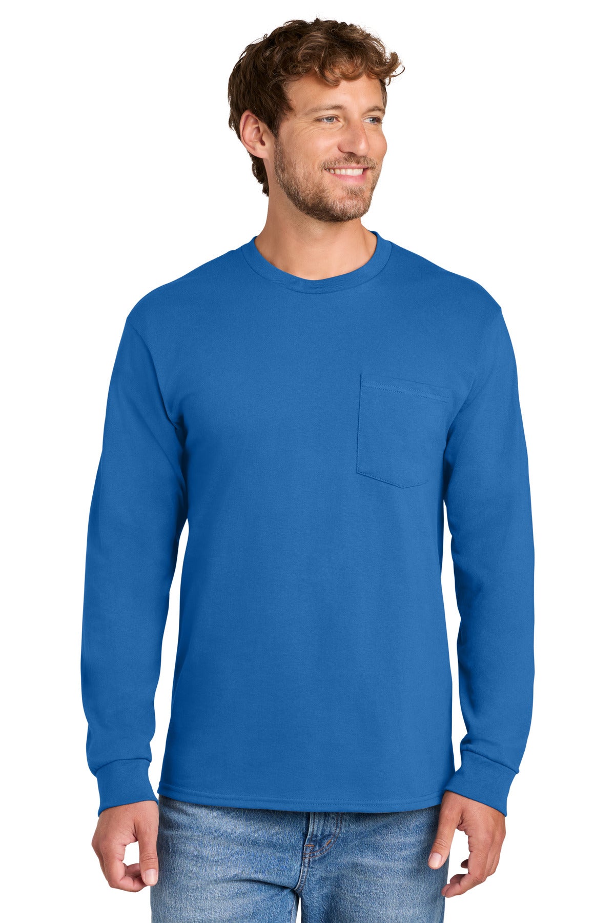 Port & Co Long Sleeve Essential Pocket Tee