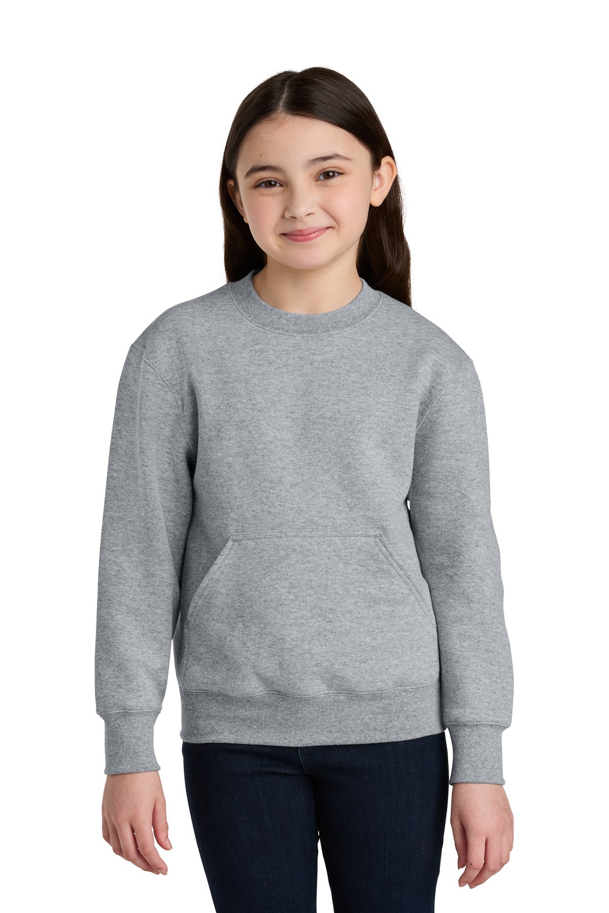 Port & Co Youth Core Fleece Crewneck Pocket Sweatshirt
