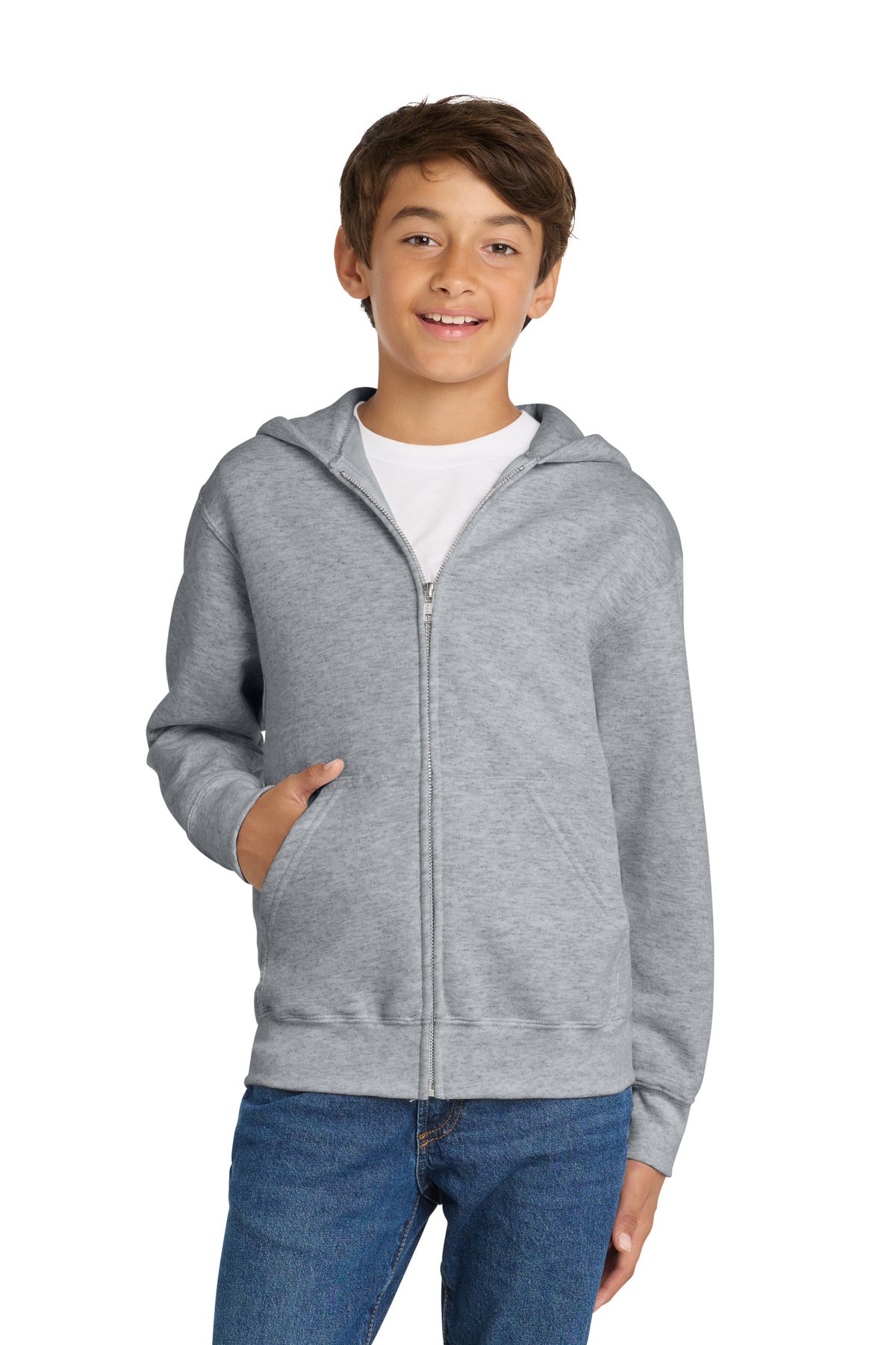 Port & Co Youth Core Fleece Full-Zip Hooded Sweatshirt