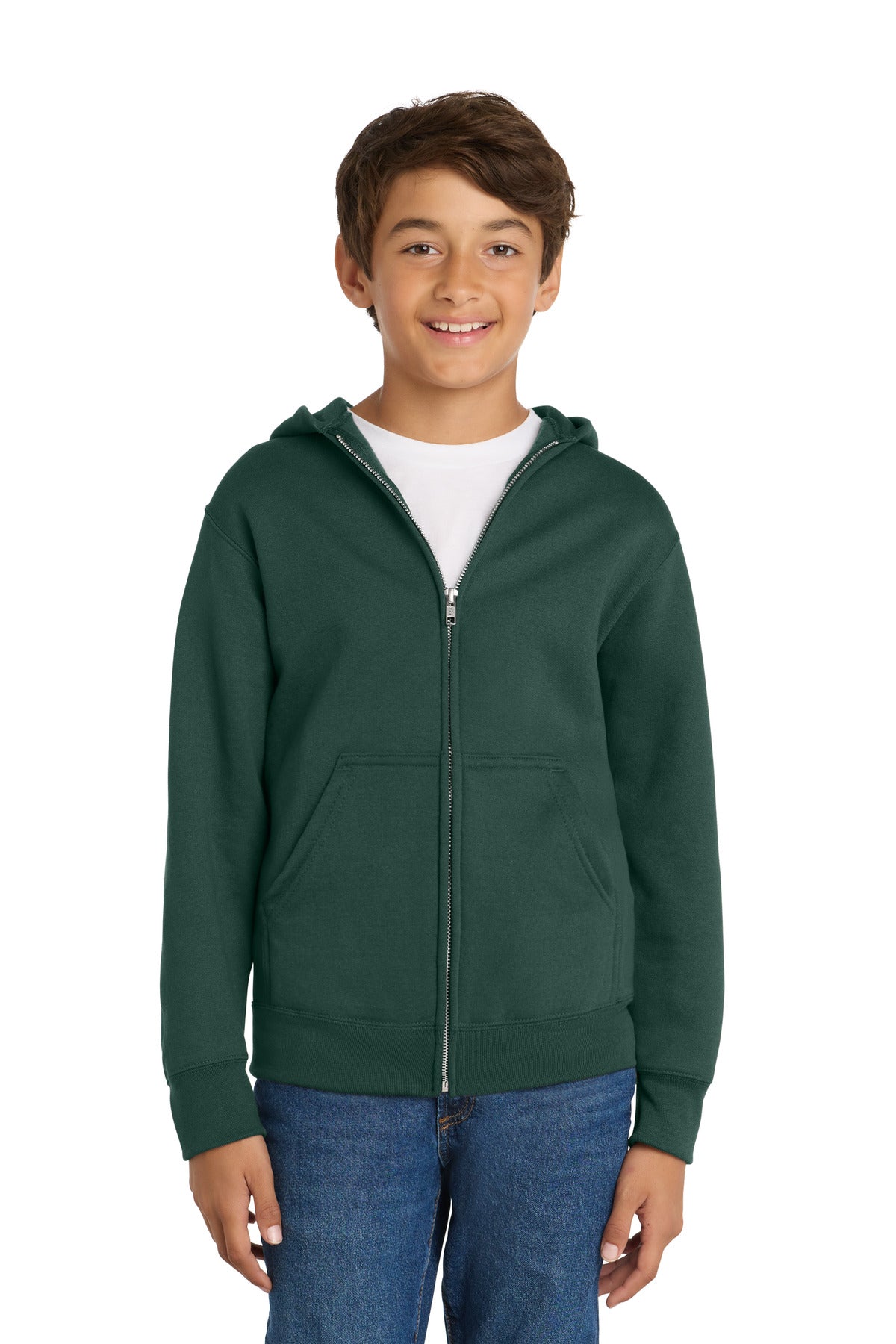 Port & Co Youth Core Fleece Full-Zip Hooded Sweatshirt