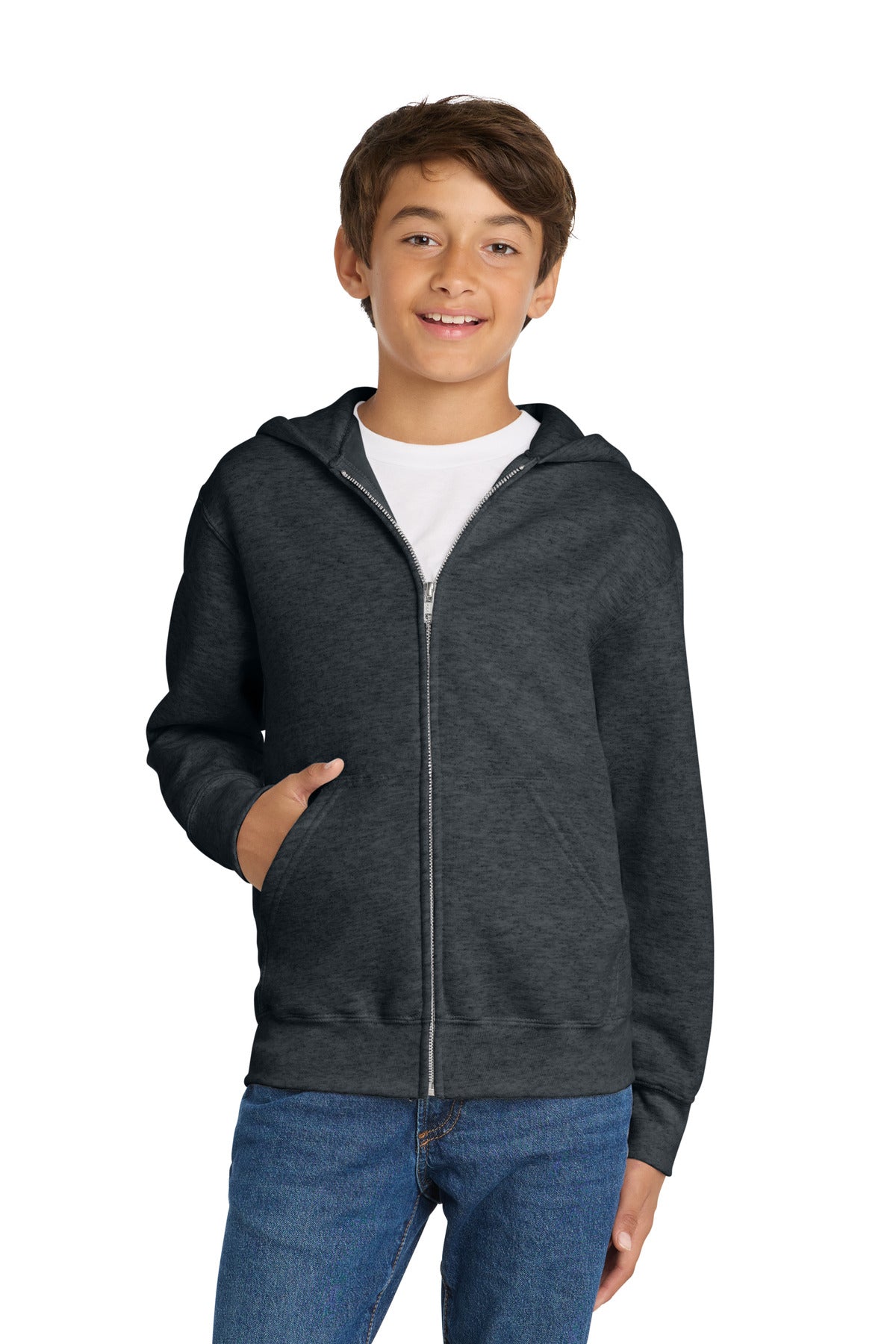 Port & Co Youth Core Fleece Full-Zip Hooded Sweatshirt