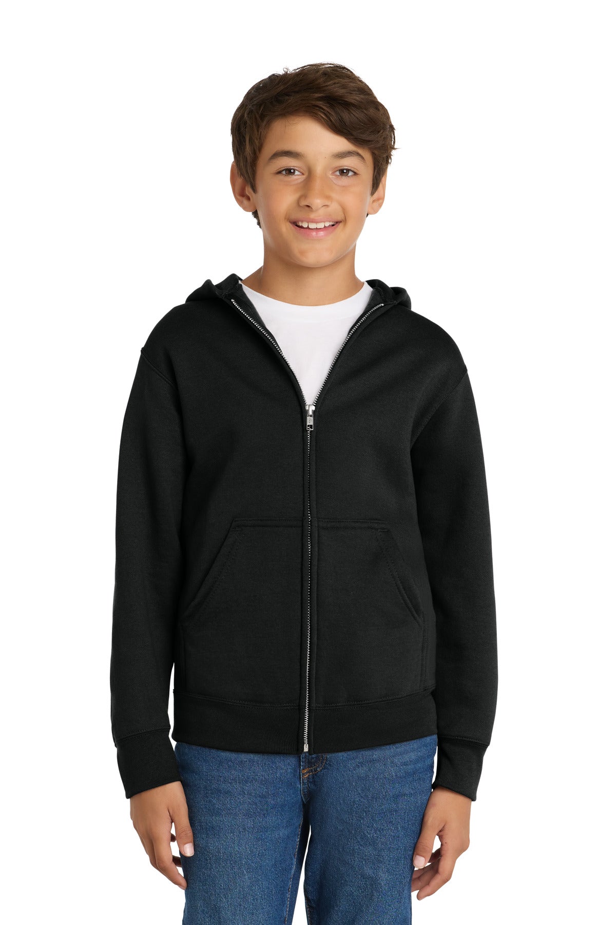 Port & Co Youth Core Fleece Full-Zip Hooded Sweatshirt