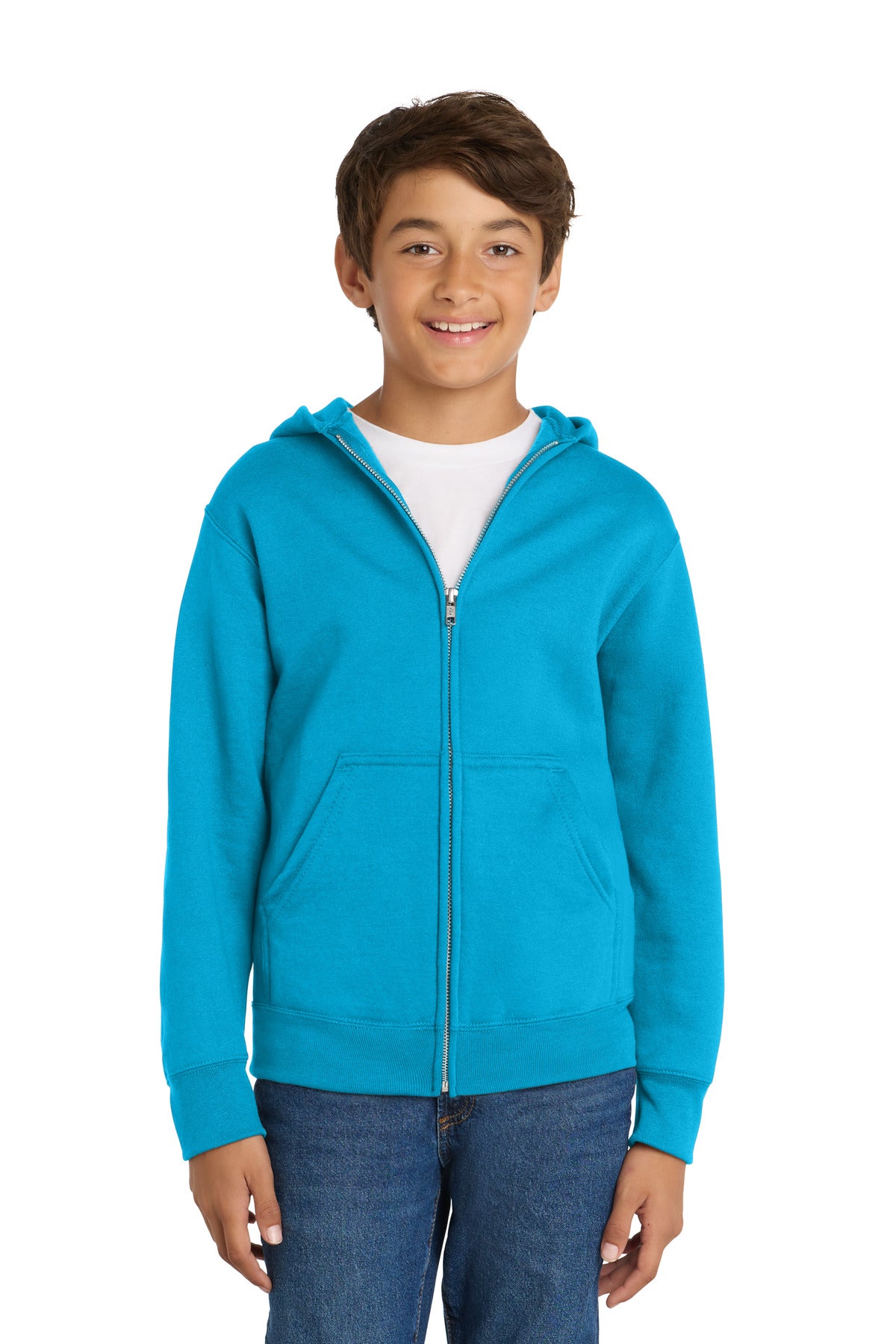 Port & Co Youth Core Fleece Full-Zip Hooded Sweatshirt