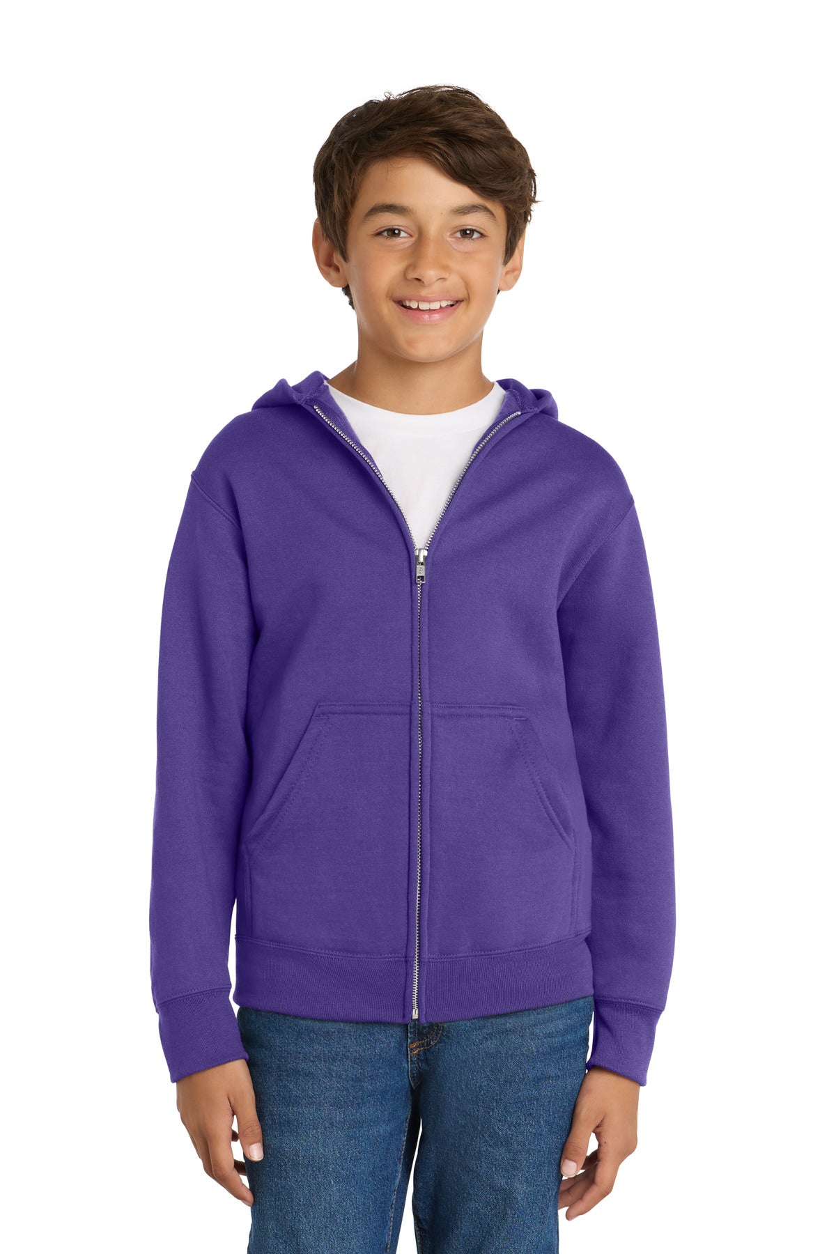 Port & Co Youth Core Fleece Full-Zip Hooded Sweatshirt