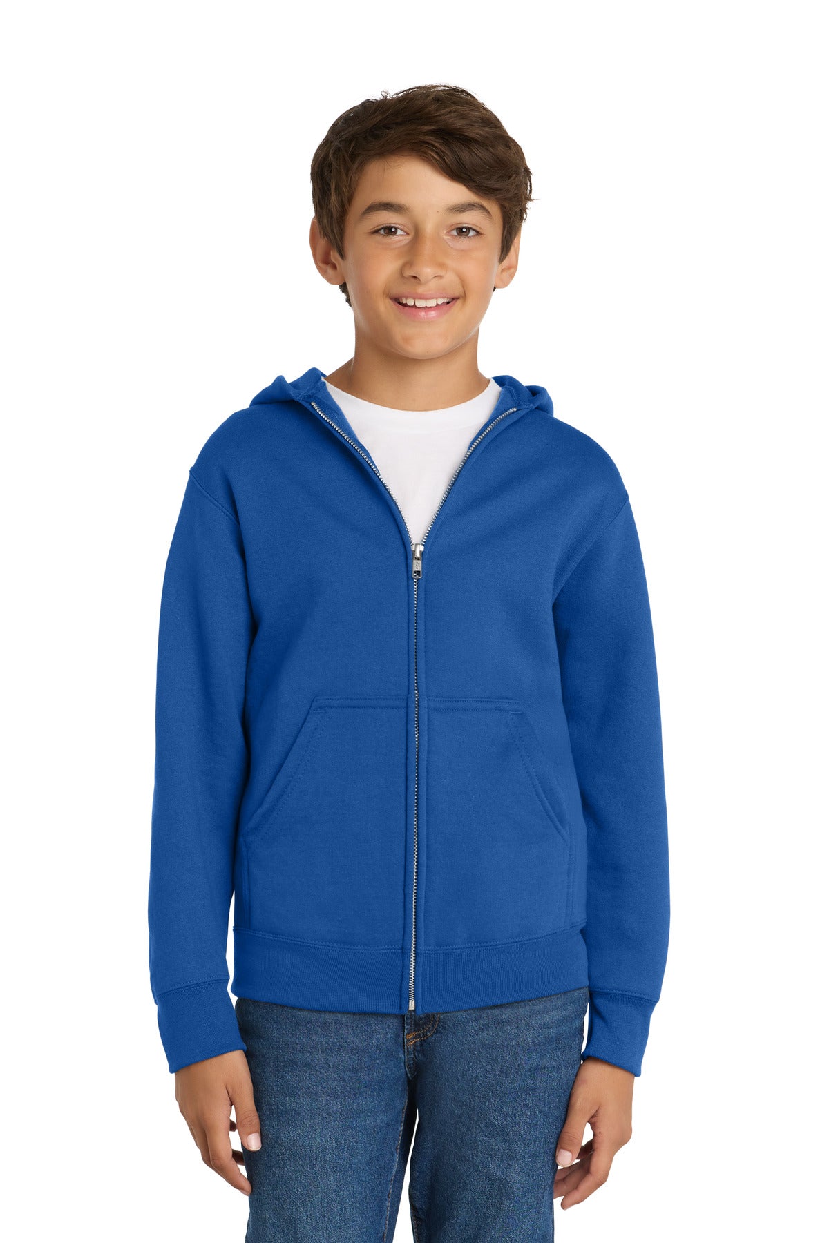 Port & Co Youth Core Fleece Full-Zip Hooded Sweatshirt