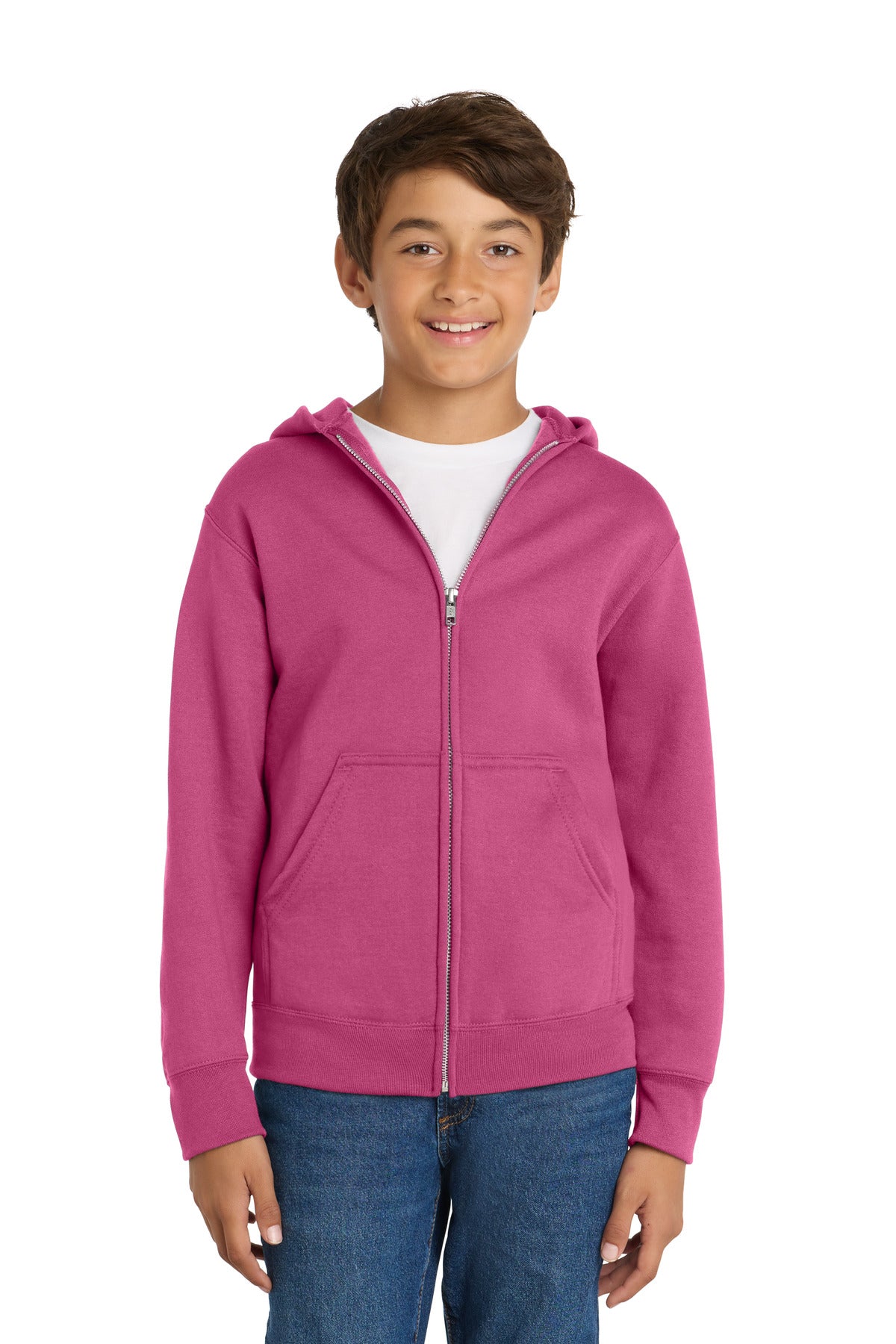 Port & Co Youth Core Fleece Full-Zip Hooded Sweatshirt