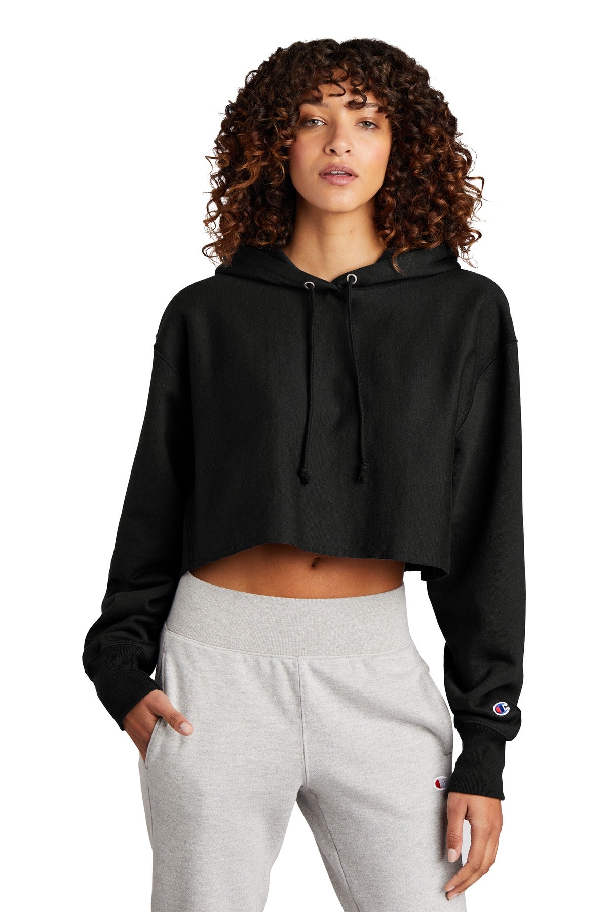 Champion   Women's Reverse Weave   Cropped Cut-Off Hooded Sweatshirt