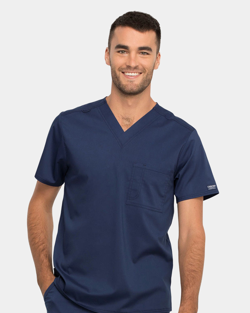 Cherokee - Workwear Revolution - Unisex 1 Pocket Tuckable V-Neck Top (All Colors)