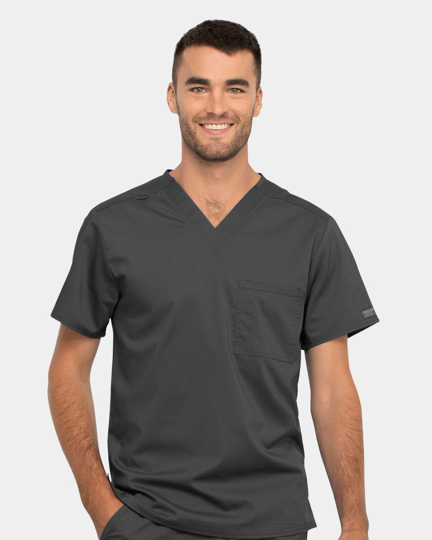Cherokee - Workwear Revolution - Unisex 1 Pocket Tuckable V-Neck Top (All Colors)